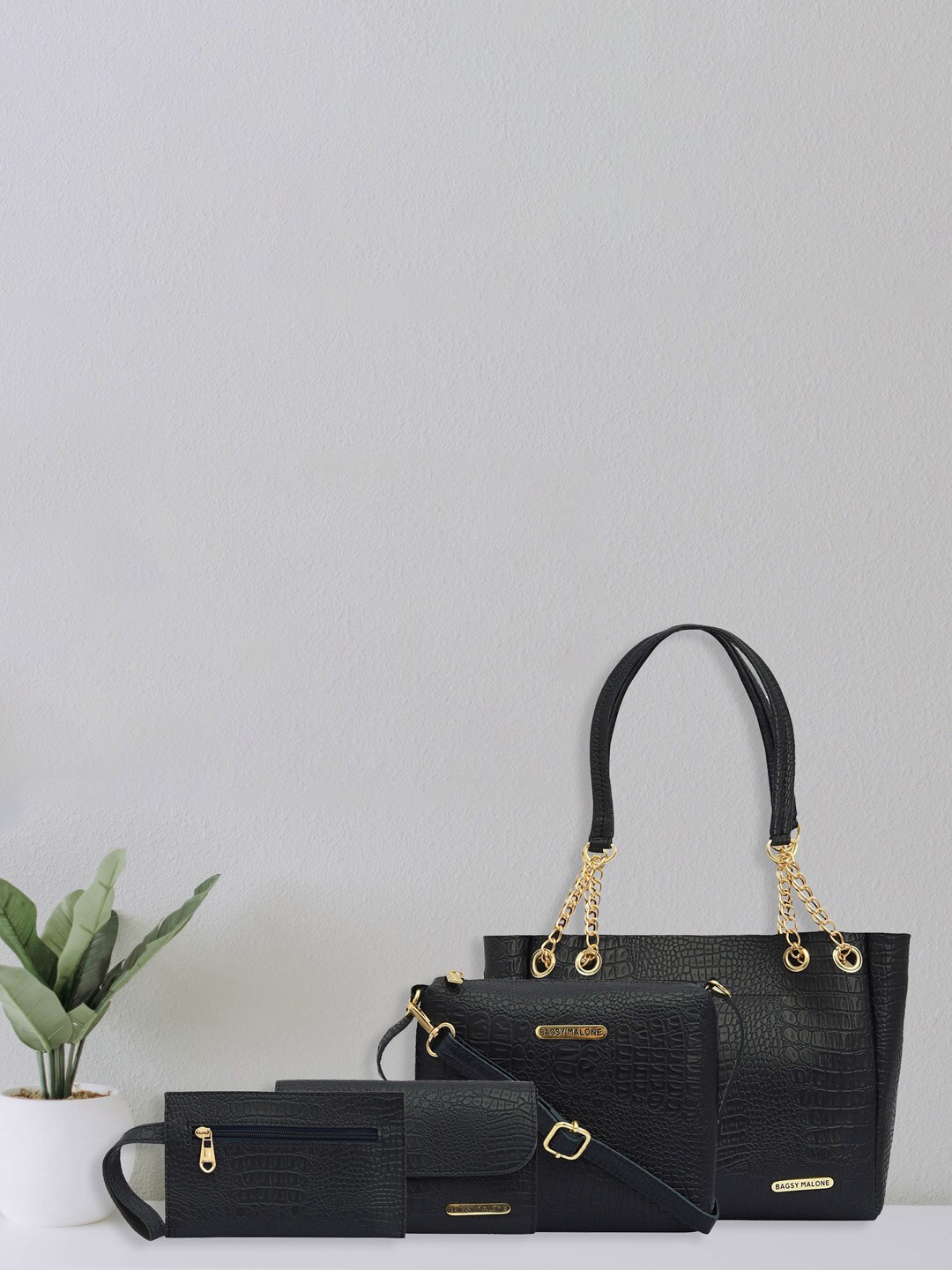 

Bagsy Malone Set Of 4 Textured Structured Bags - Up to 12 inch, Navy blue