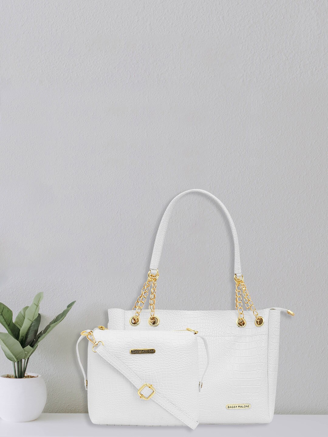 

Bagsy Malone Set Of 2 Textured Structured Handbags, White