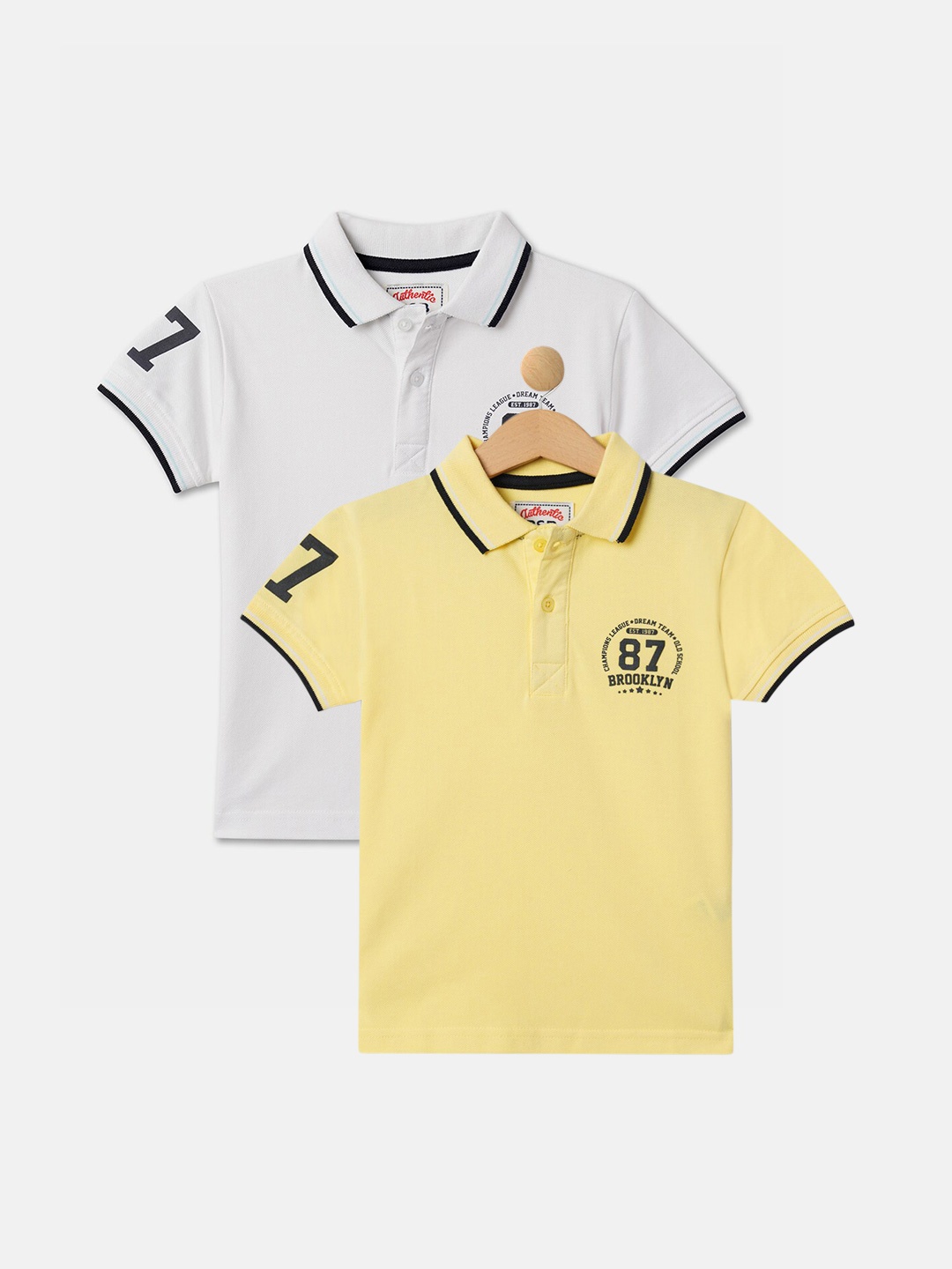 

R&B Boys Pack Of 2 Polo Collar Short Sleeves Polo Collar cotton T-shirt, White