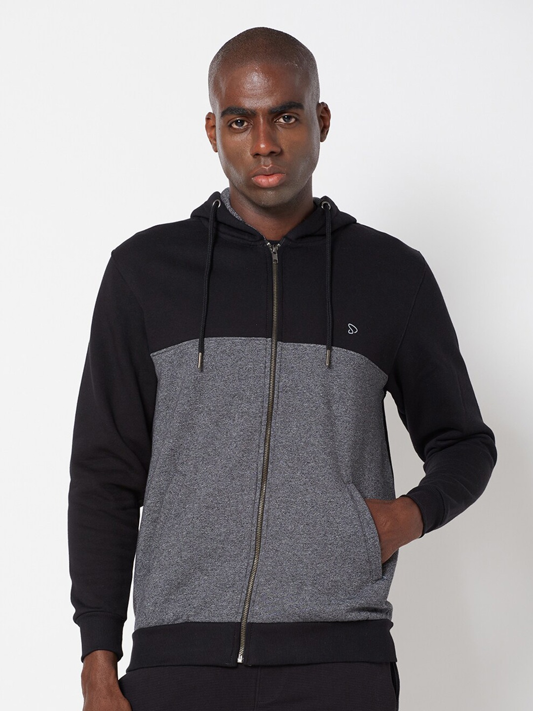 

SPORTO Colourblocked Hooded Bomber Jacket, Black