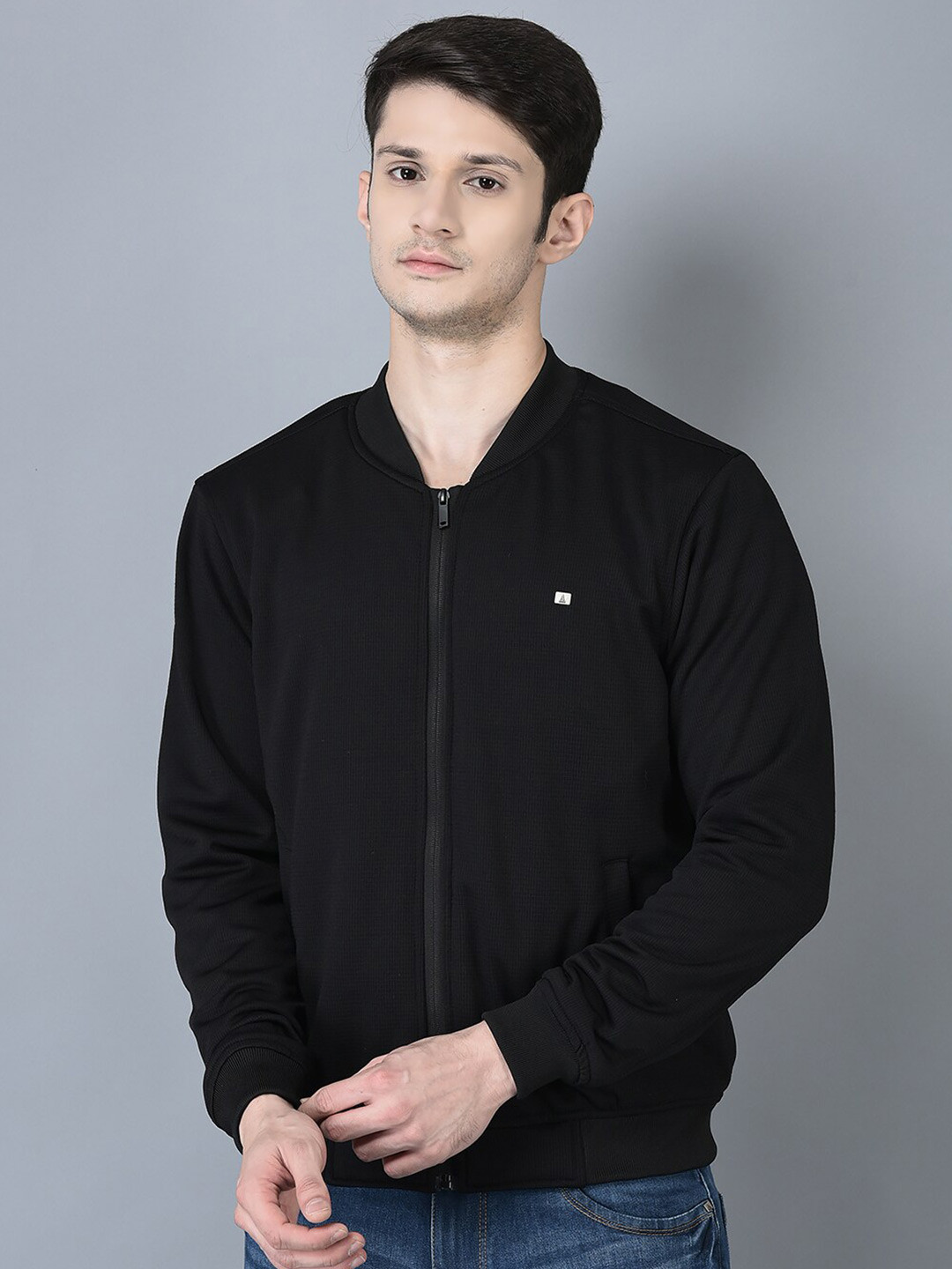 

CANOE Stand Collar Long Sleeves Bomber Jacket, Black