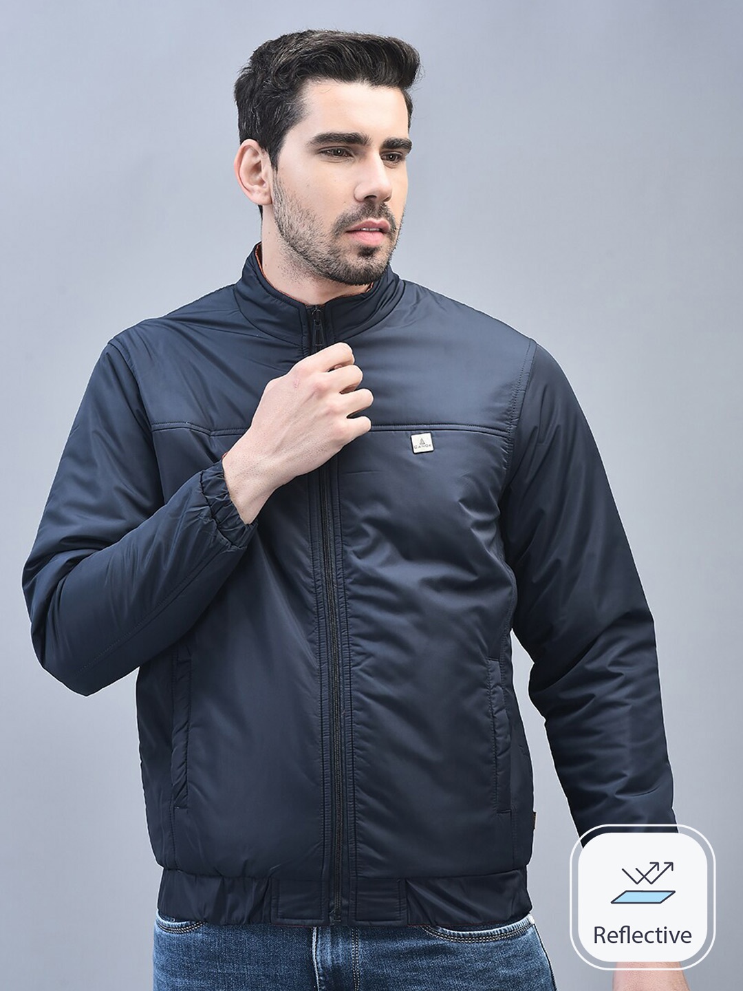 

CANOE Mock Collar Long Sleeves Reversible Padded Jacket, Blue
