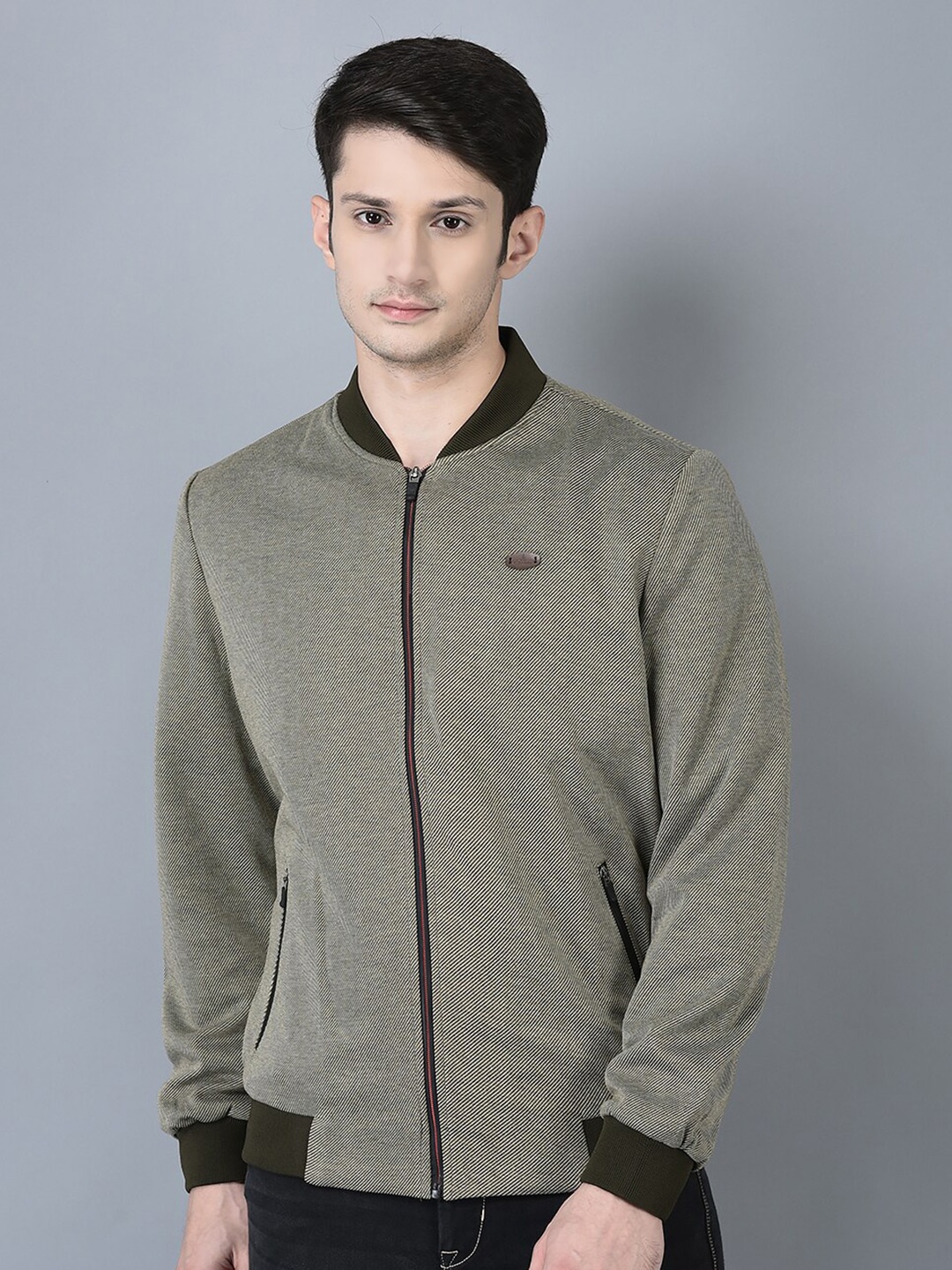 

CANOE Stand Collar Long Sleeves Bomber Jacket, Olive