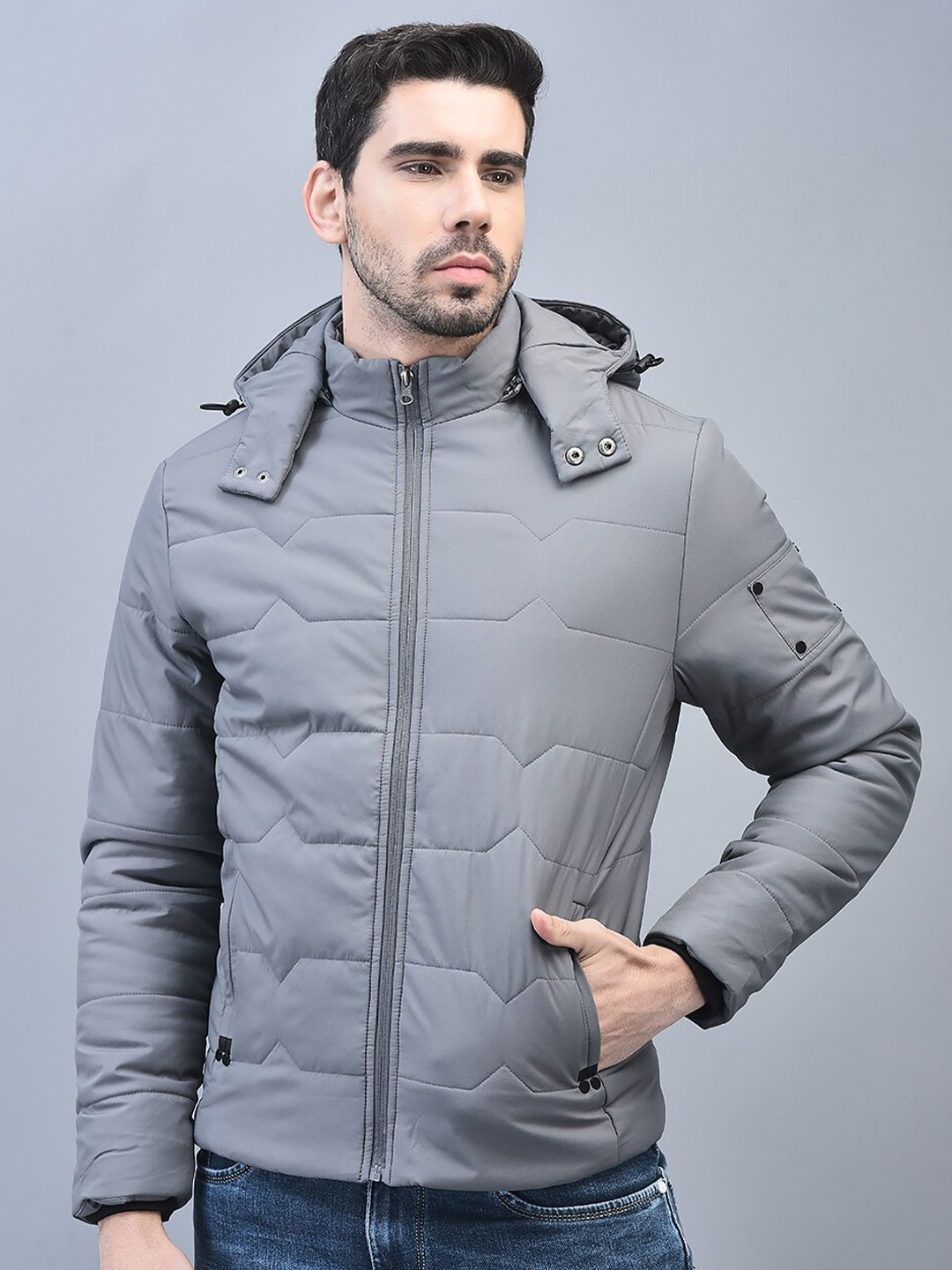 

CANOE Hooded Long Sleeves Puffer Jacket, Grey