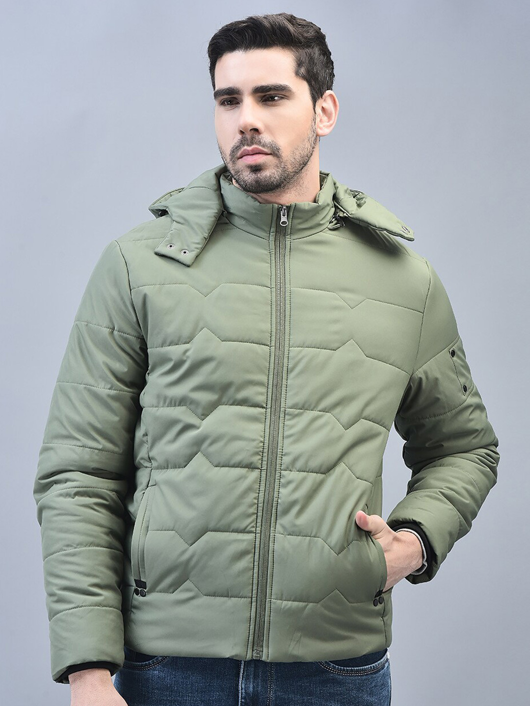 

CANOE Hooded Long Sleeves Puffer Jacket, Green