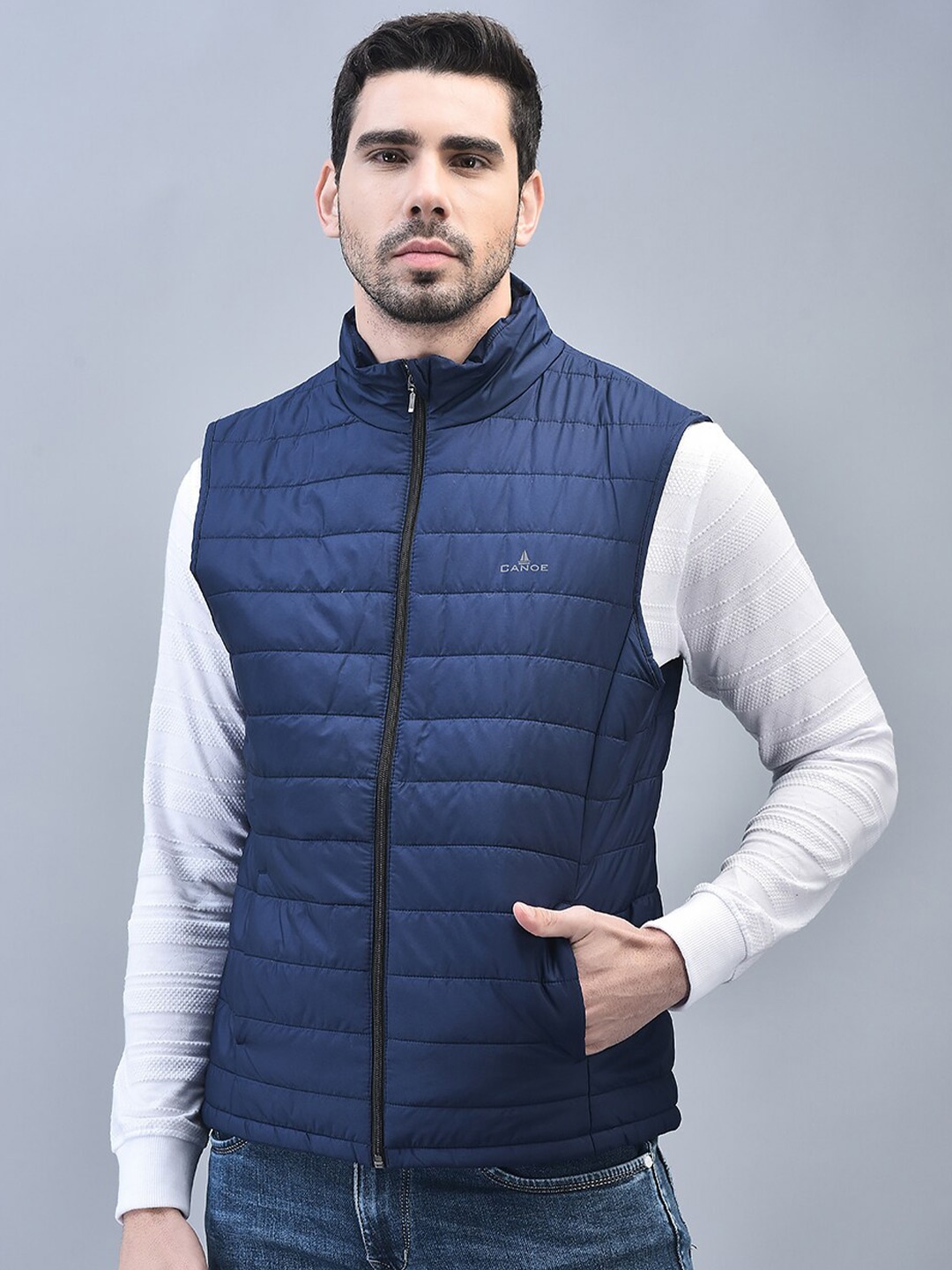

CANOE Stand Collar Padded Jacket, Navy blue
