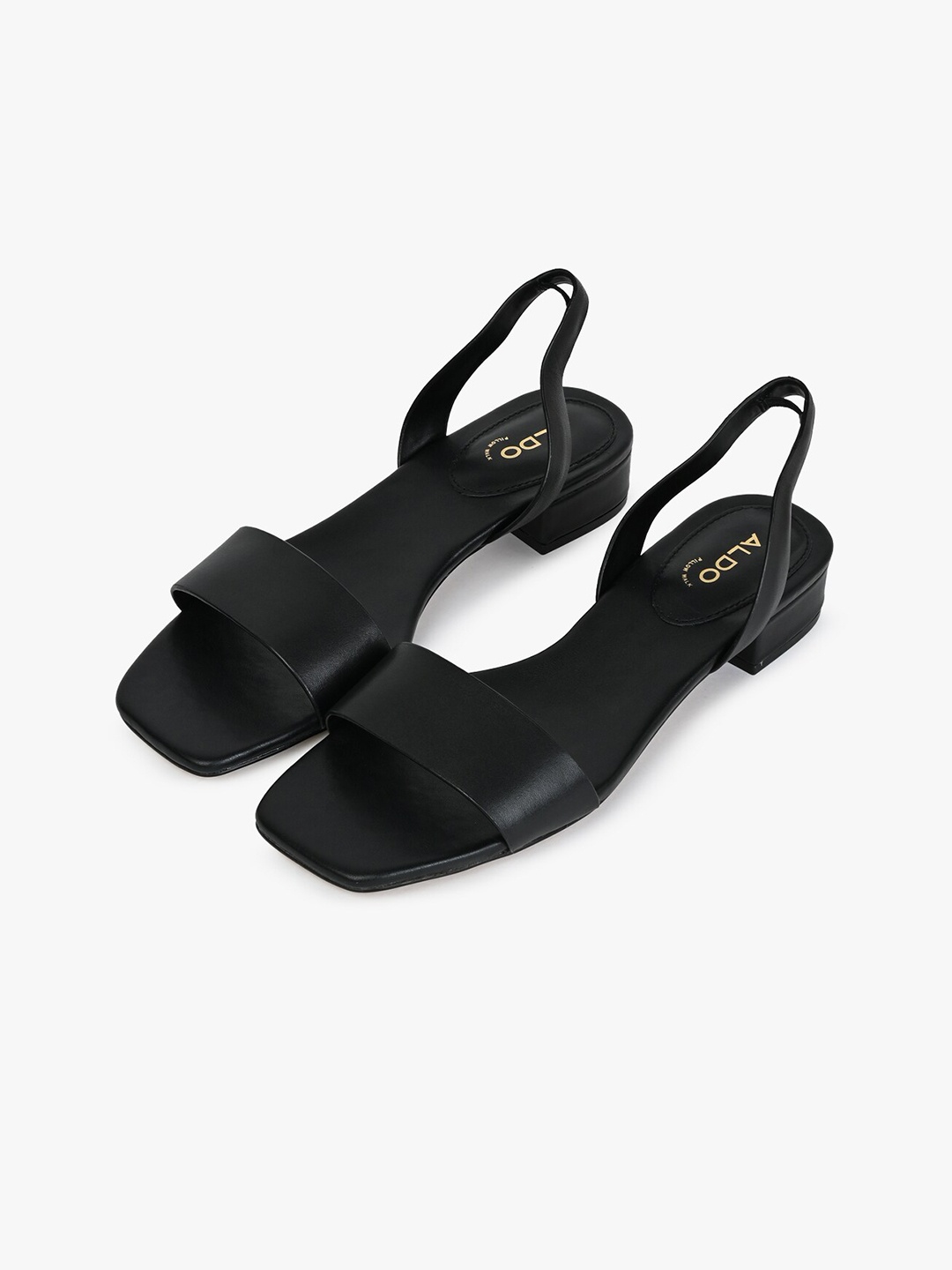 

ALDO Open Toe Leather Block Heels, Black