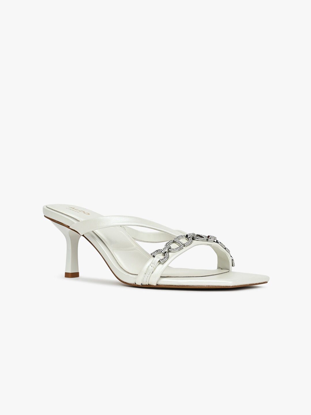 

ALDO Embellished Leather Slim Heels, White