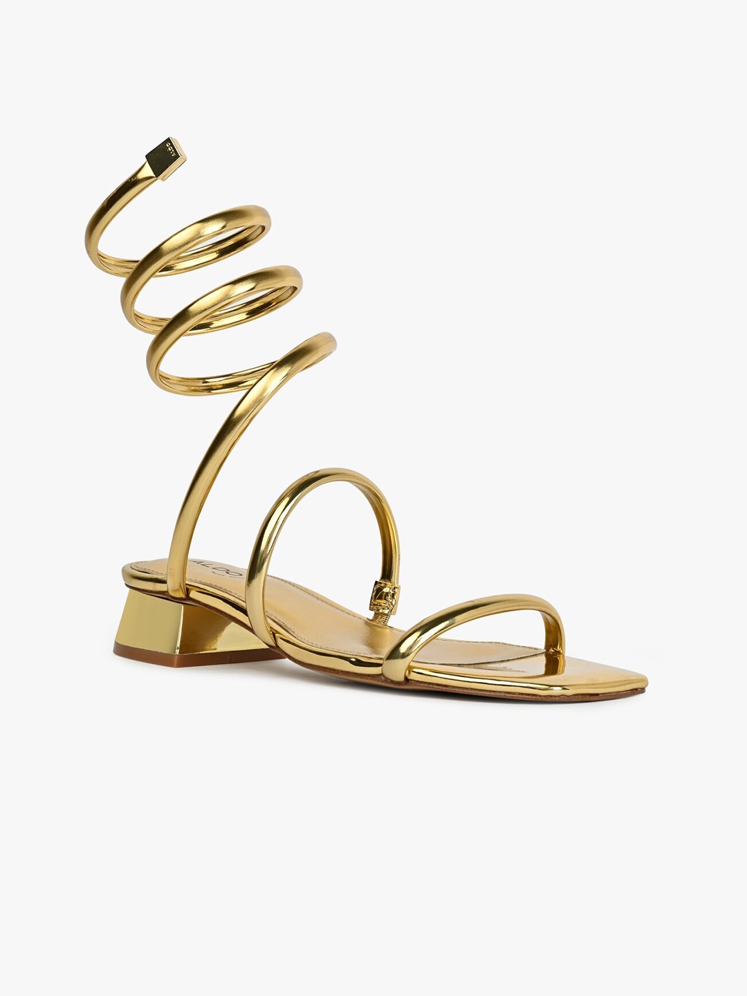 

ALDO Open Toe Block Heeled Gladiators, Gold