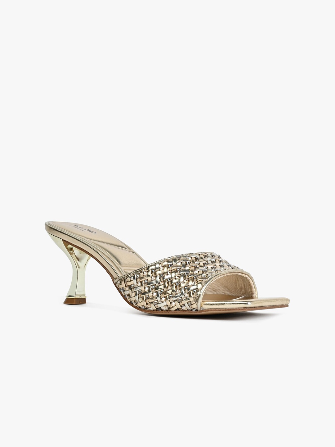 

ALDO Textured Open Toe Slim Heels, Gold