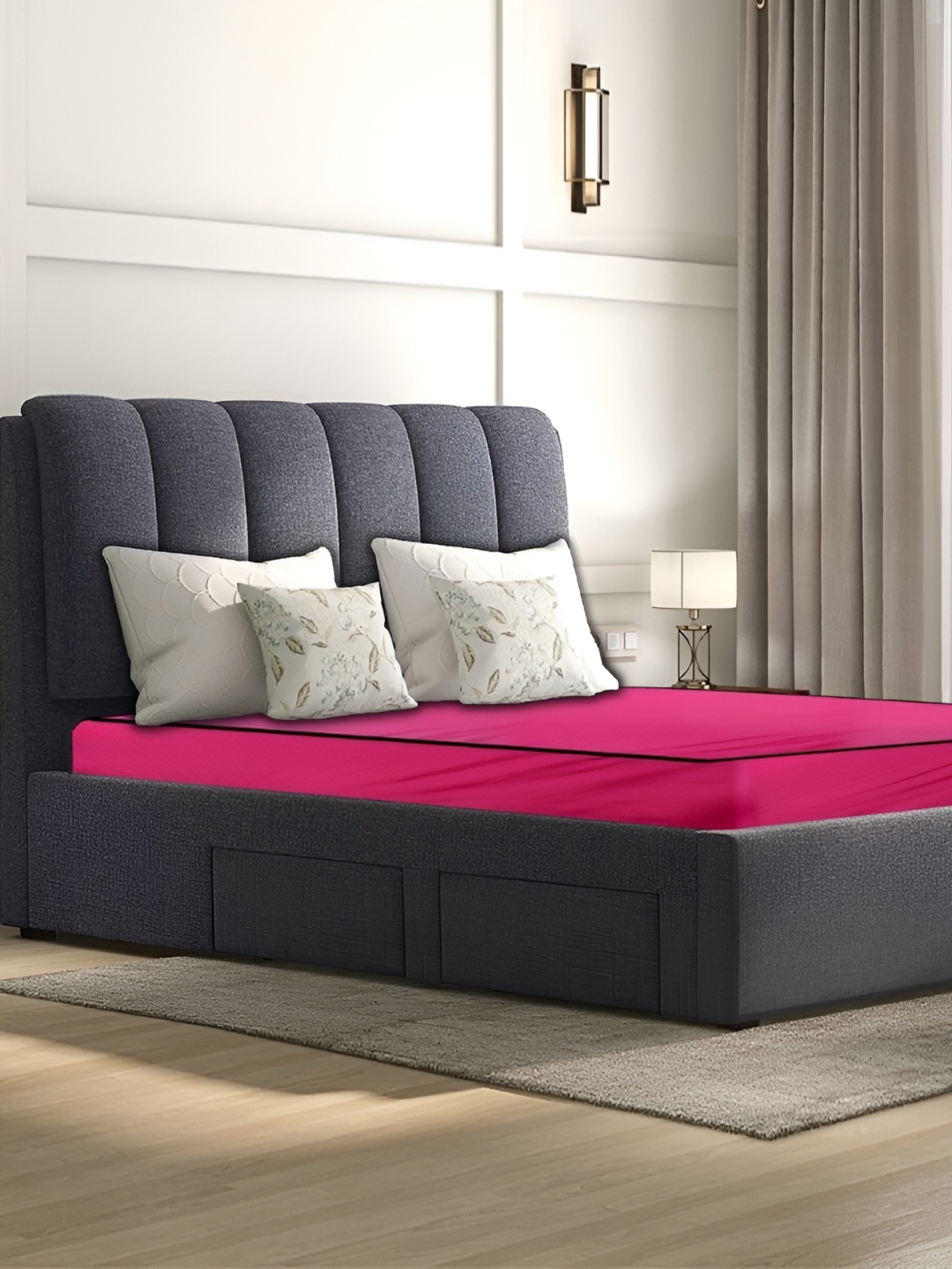 

Stylista Pink Cotton Water Resistant Elastic Strap Queen Mattress Protector