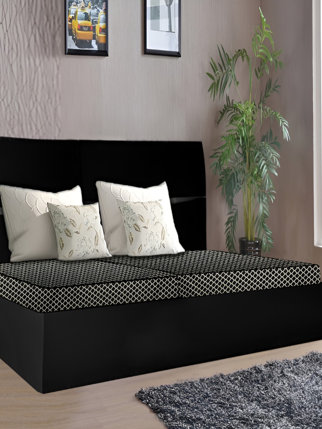 

Stylista Brown & White 2 Pcs Print Cotton Water Resistant Elastic Strap Mattress Protector