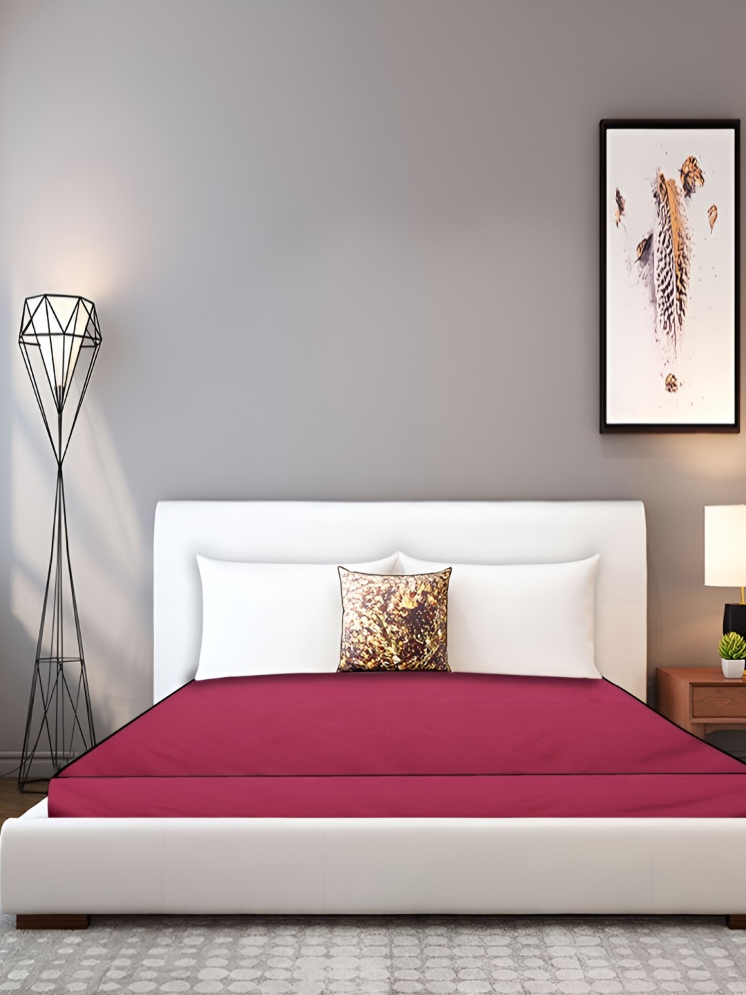 

Stylista Maroon Cotton Water Resistant Elastic Strap Mattress Protector