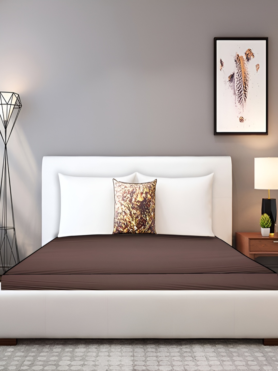 

Stylista Brown Cotton Water Resistant Elastic Strap King Mattress Protector