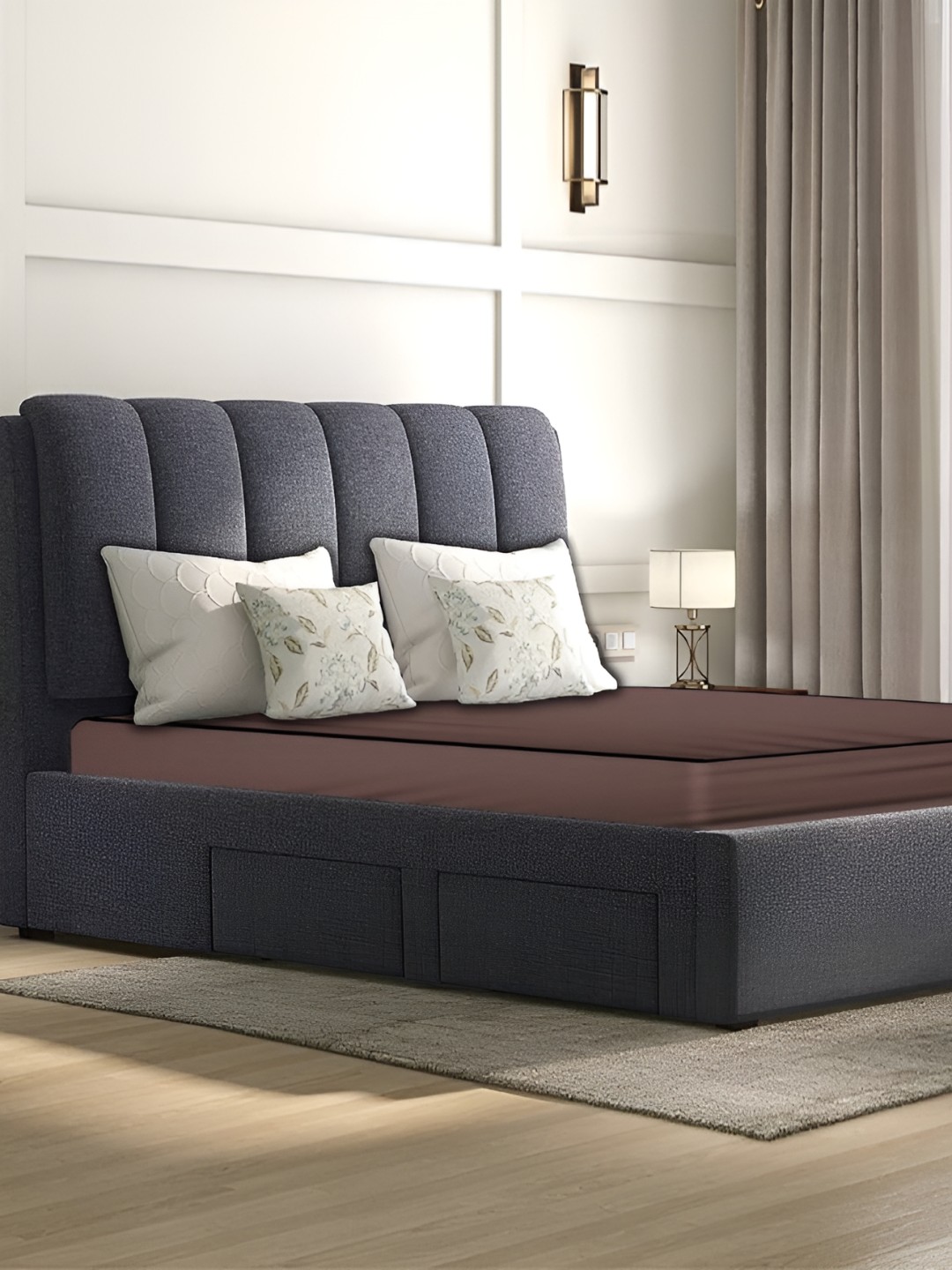 

Stylista Brown Cotton Water Resistant Elastic Strap Mattress Protector