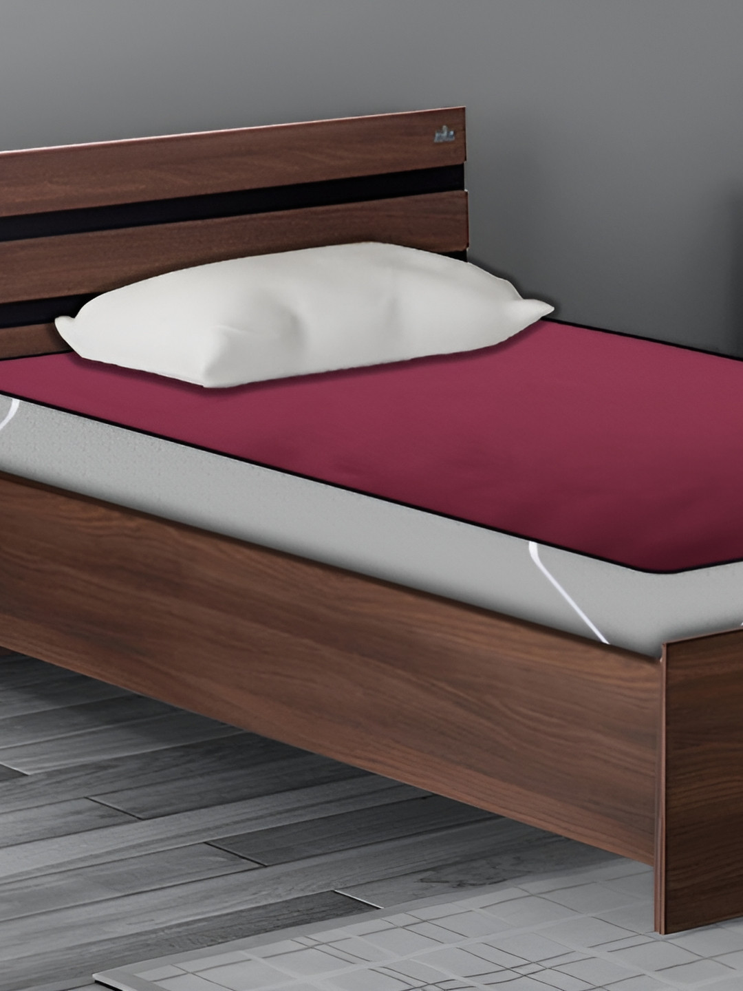 

Stylista Maroon Cotton Water Resistant Elastic Strap Single Size Mattress Protector