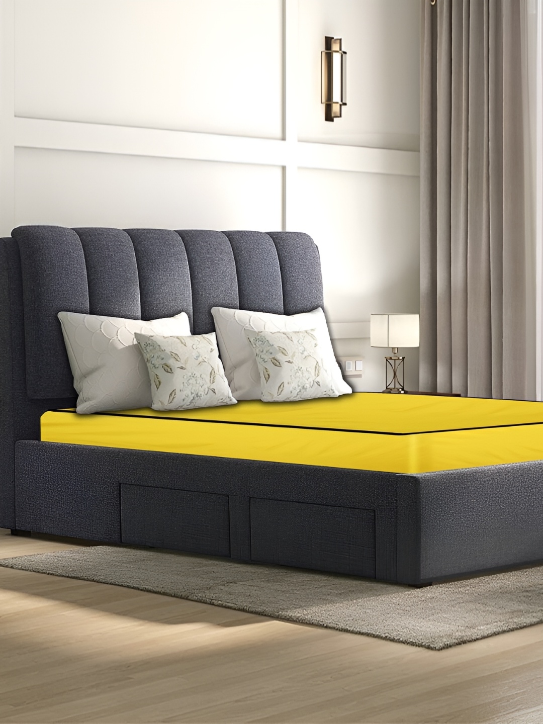 

Stylista Yellow Cotton Water Resistant Elastic Strap Mattress Protector