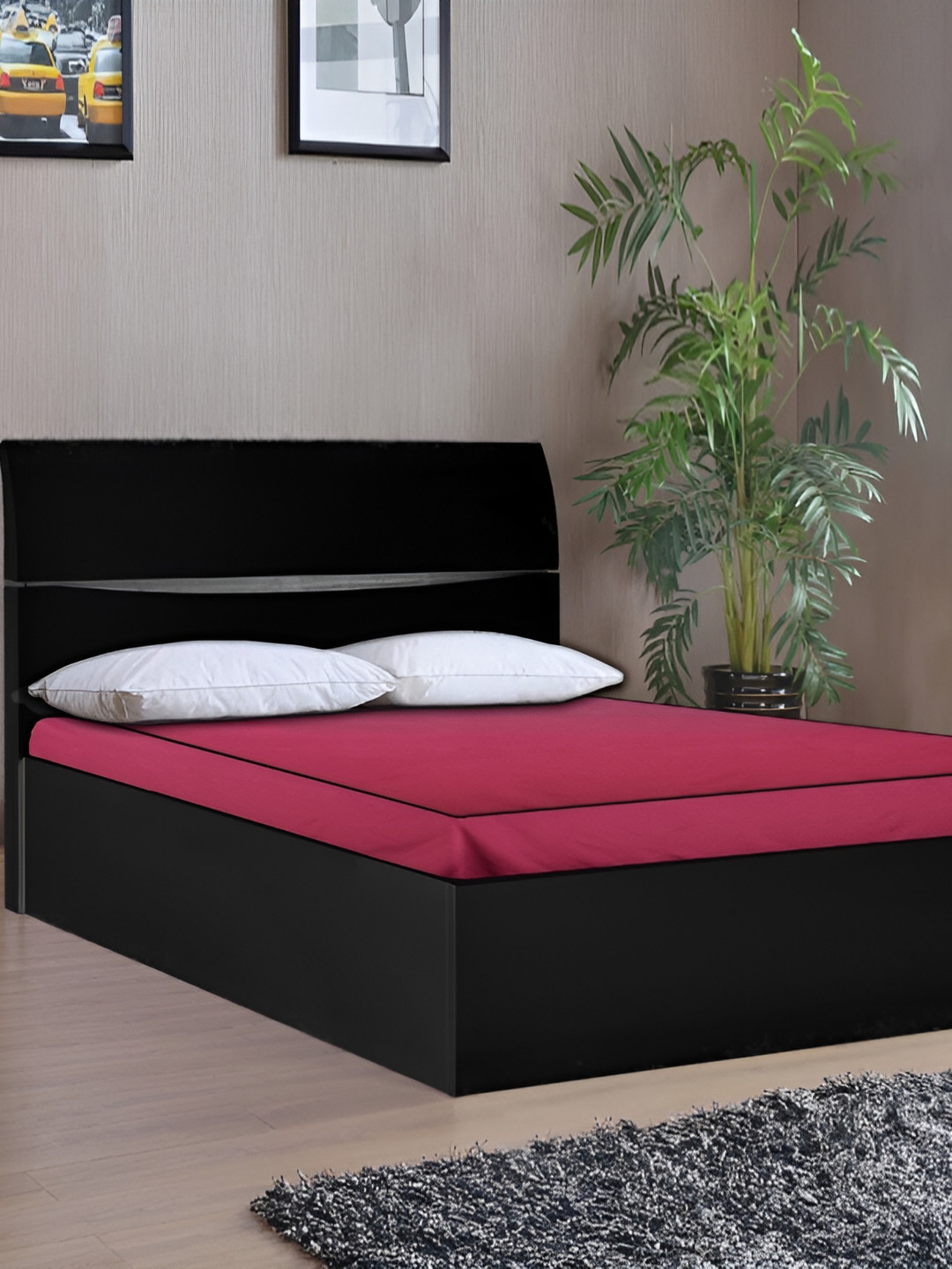 

Stylista Maroon Cotton Water Resistant Elastic Strap Single Mattress Protector