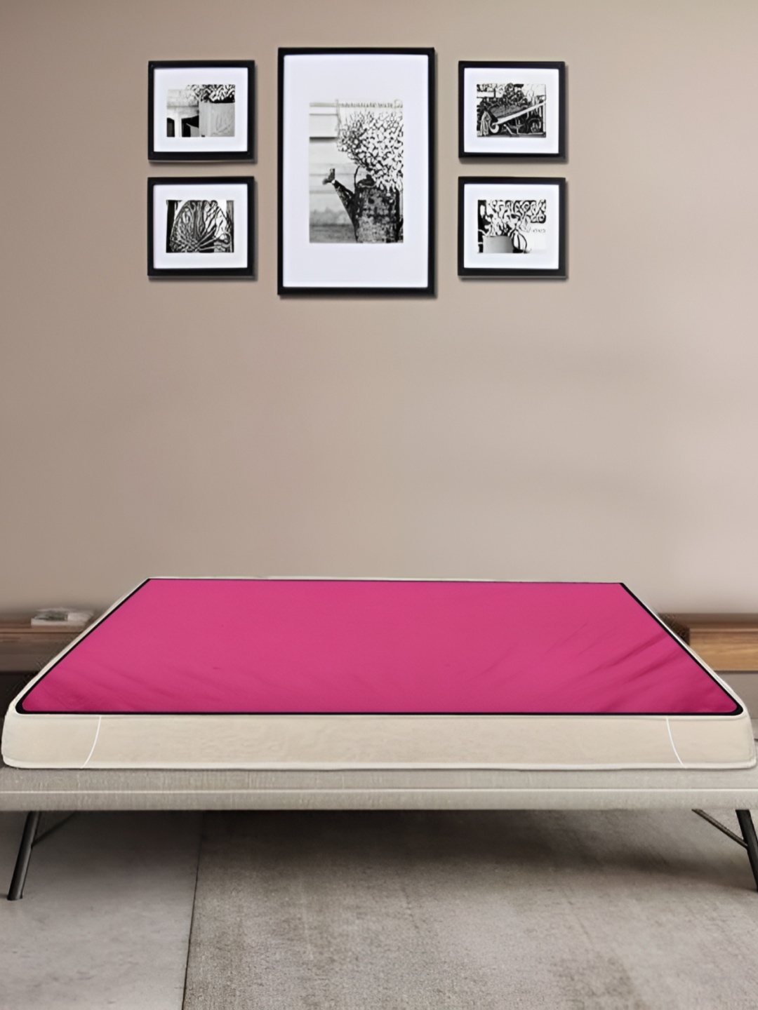 

Stylista Pink Cotton Water Resistant Elastic Strap Single Mattress Protector