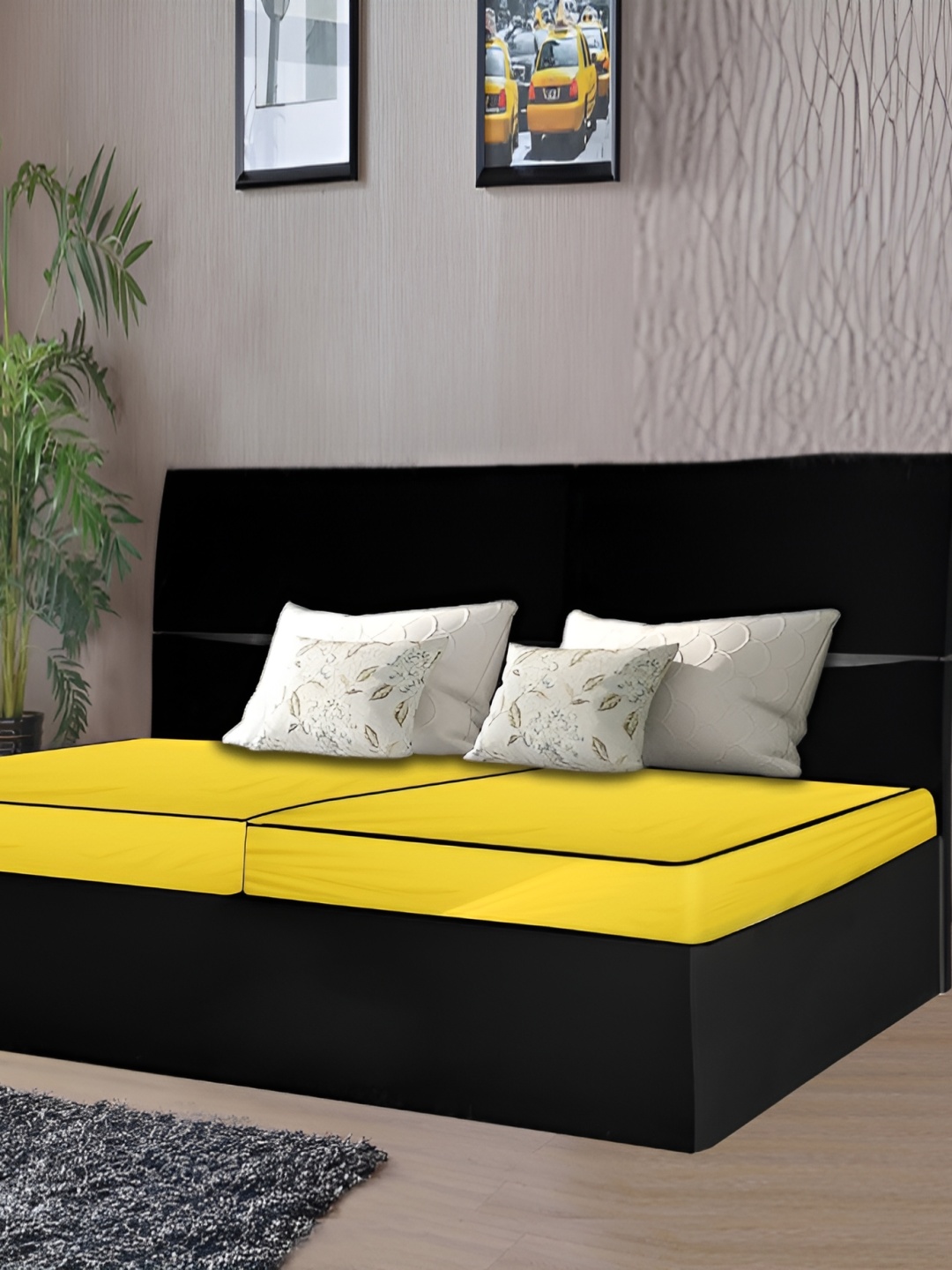 

Stylista Yellow Cotton Water Resistant Elastic Strap Double Size Mattress Protector