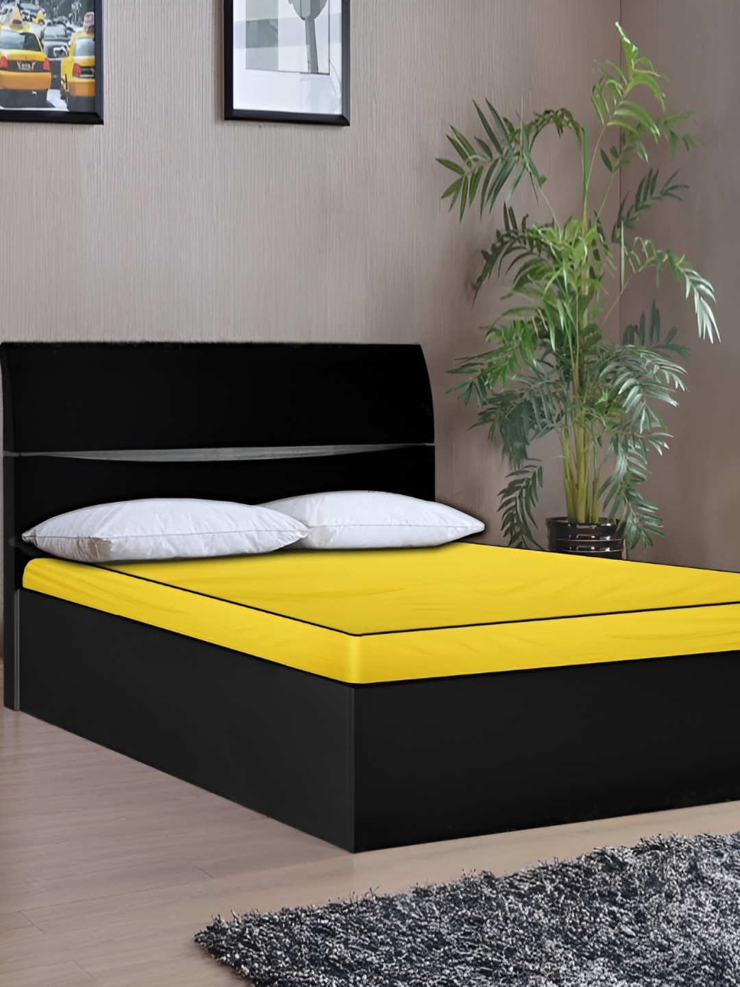 

Stylista Yellow Cotton Water Resistant Elastic Strap Mattress Protector