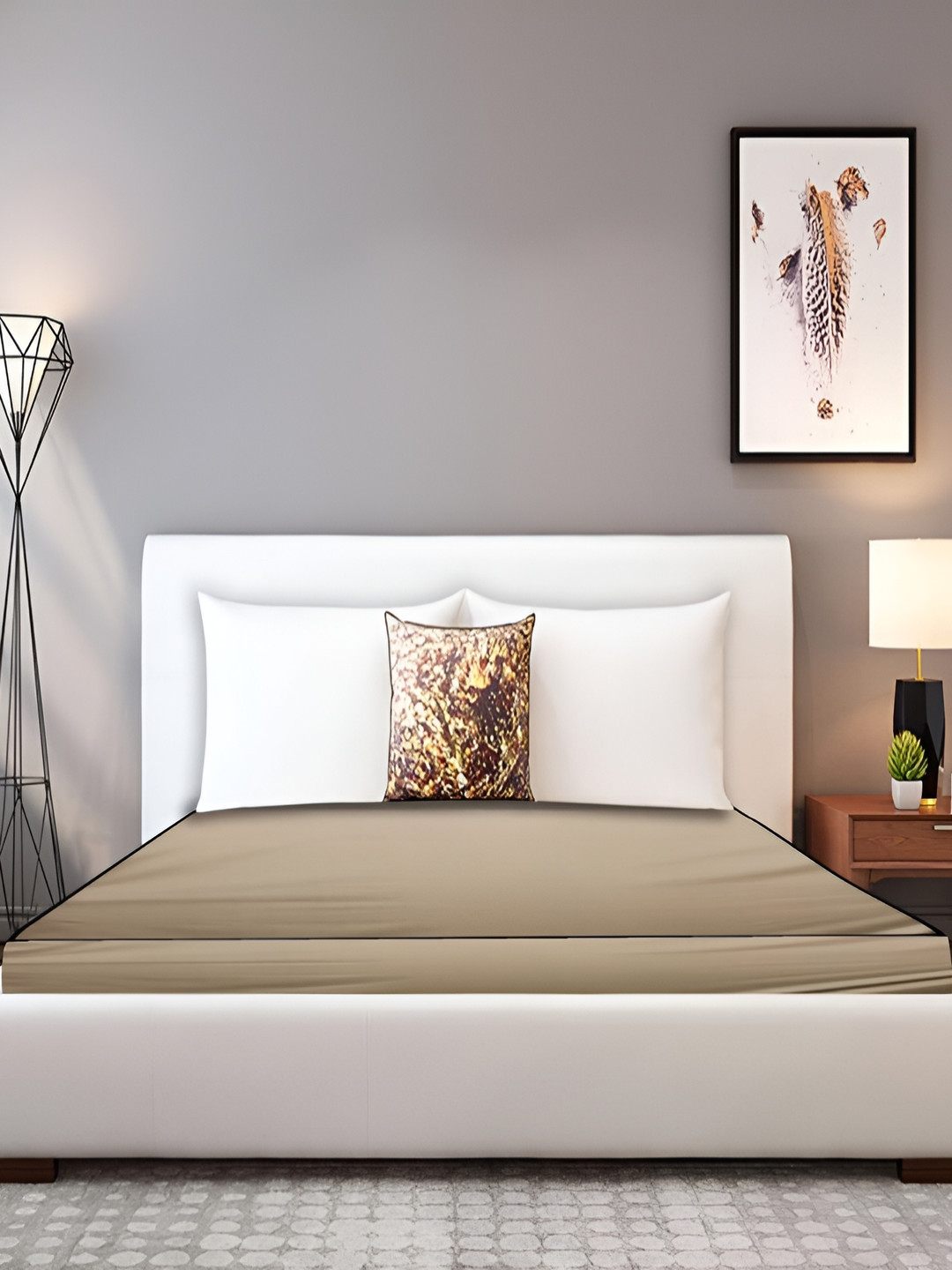 

Stylista Beige Cotton Water Resistant Elastic Strap King Size Mattress Protector