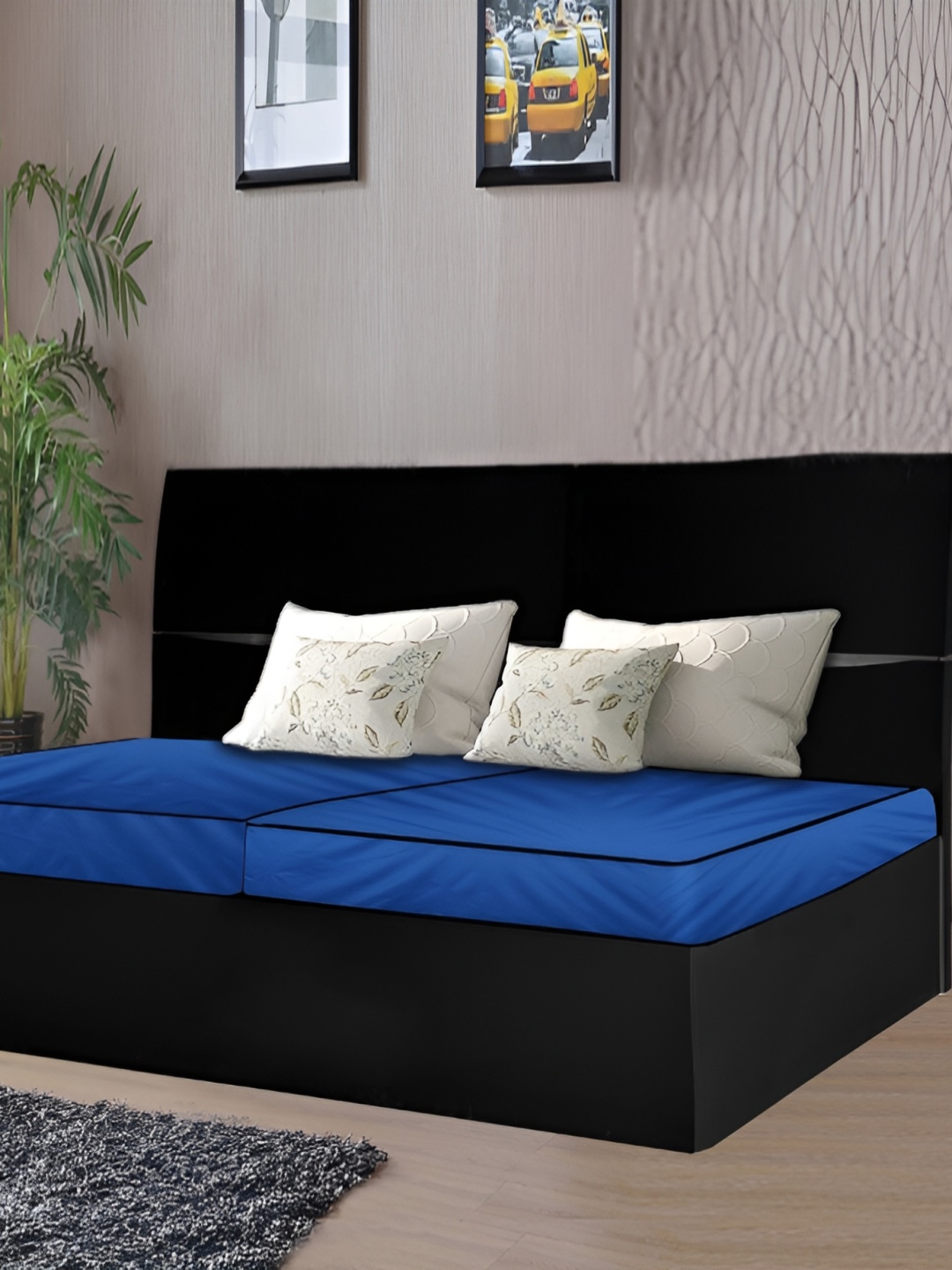 

Stylista Blue Cotton Water Resistant Elastic Strap Double Size Mattress Protector