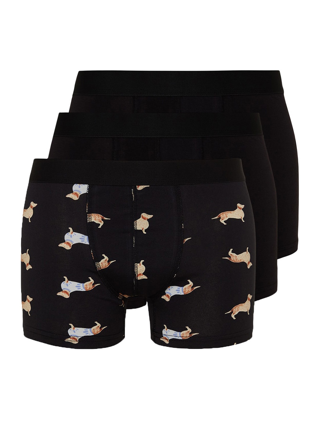 Trendyol Pack Of 3 Cotton Trunks 655665444-Multicolor, Black