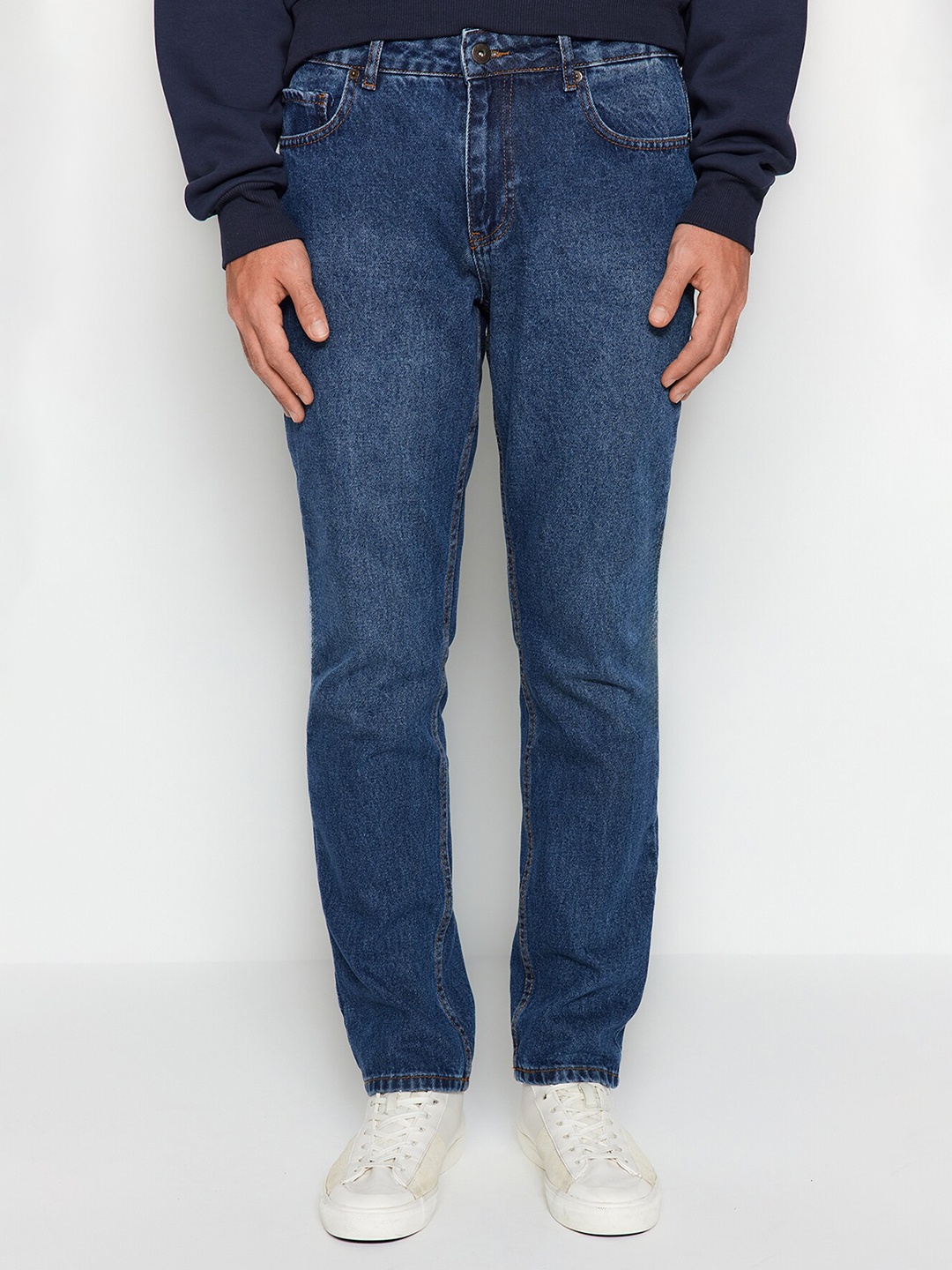 

Trendyol Men Light Fade Mid Rise Cotton Jeans, Blue
