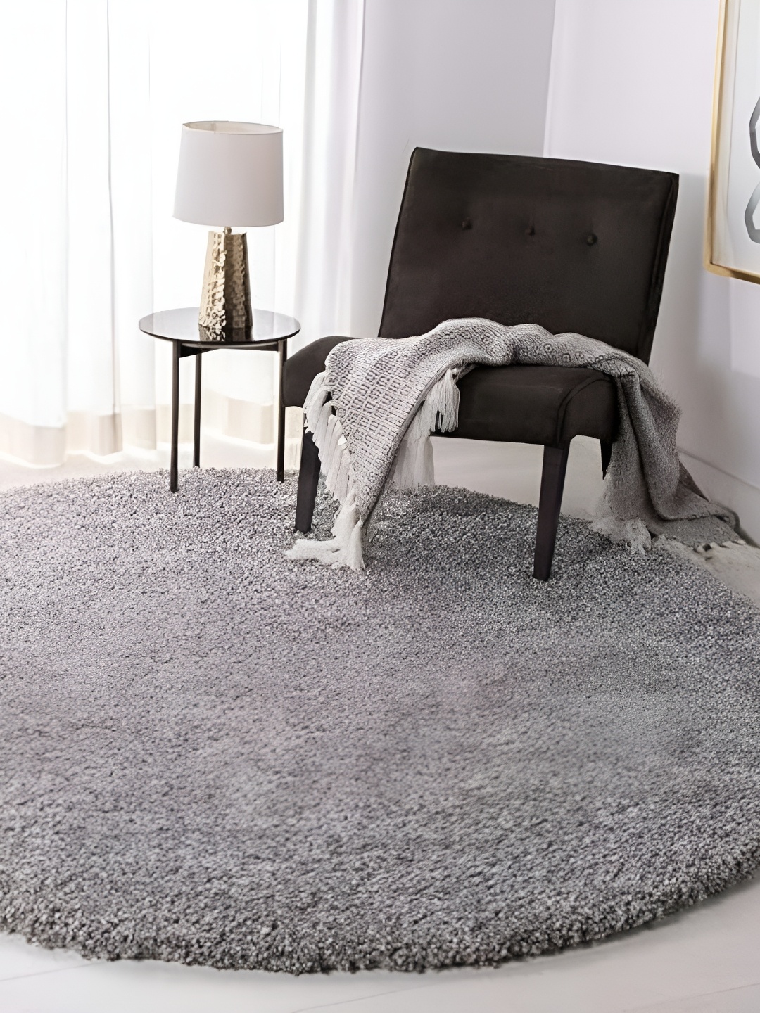 Shopgallery Grey Anti-Skid Shaggy Carpet
