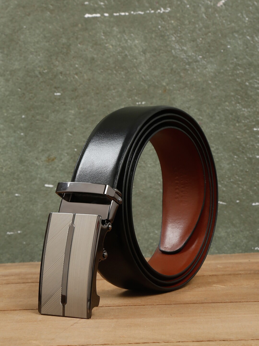 

Teakwood Leathers Men Reversible Formal Belt, Black