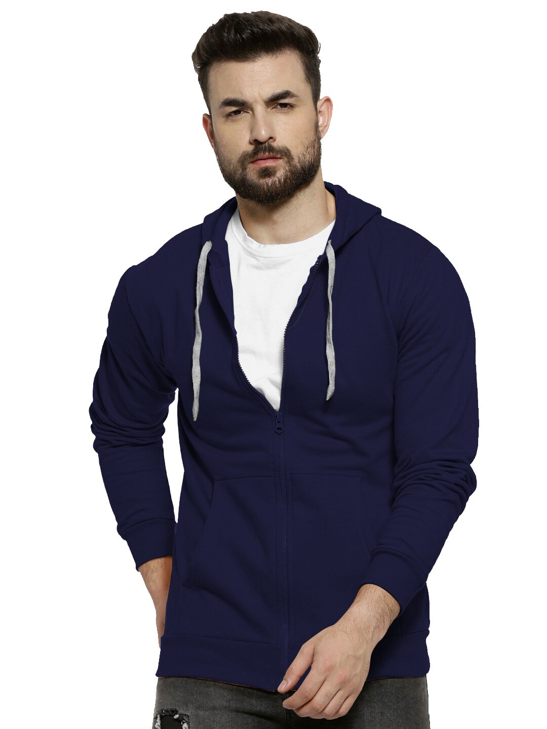 

BAESD Regular Cotton Casual Hooded Sweatshirt, Navy blue