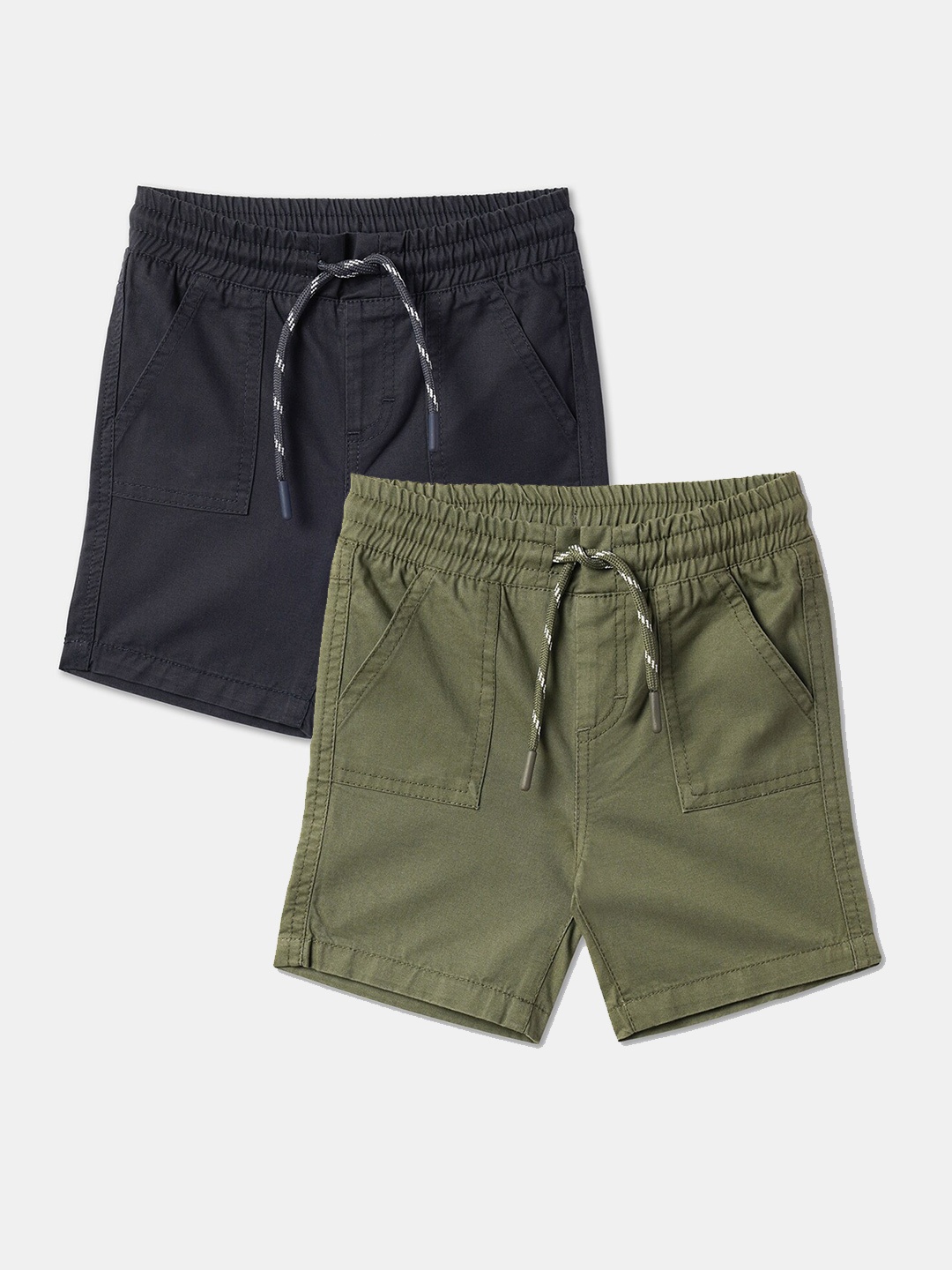 

R&B Infant Boys Pack Of 2 Mid-Rise Cotton Shorts, Black