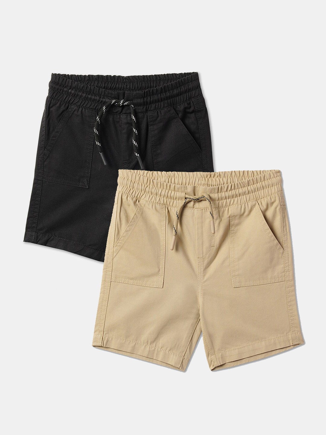 

R&B Infant Boys Pack Of 2 Mid-Rise Cotton Shorts, Black