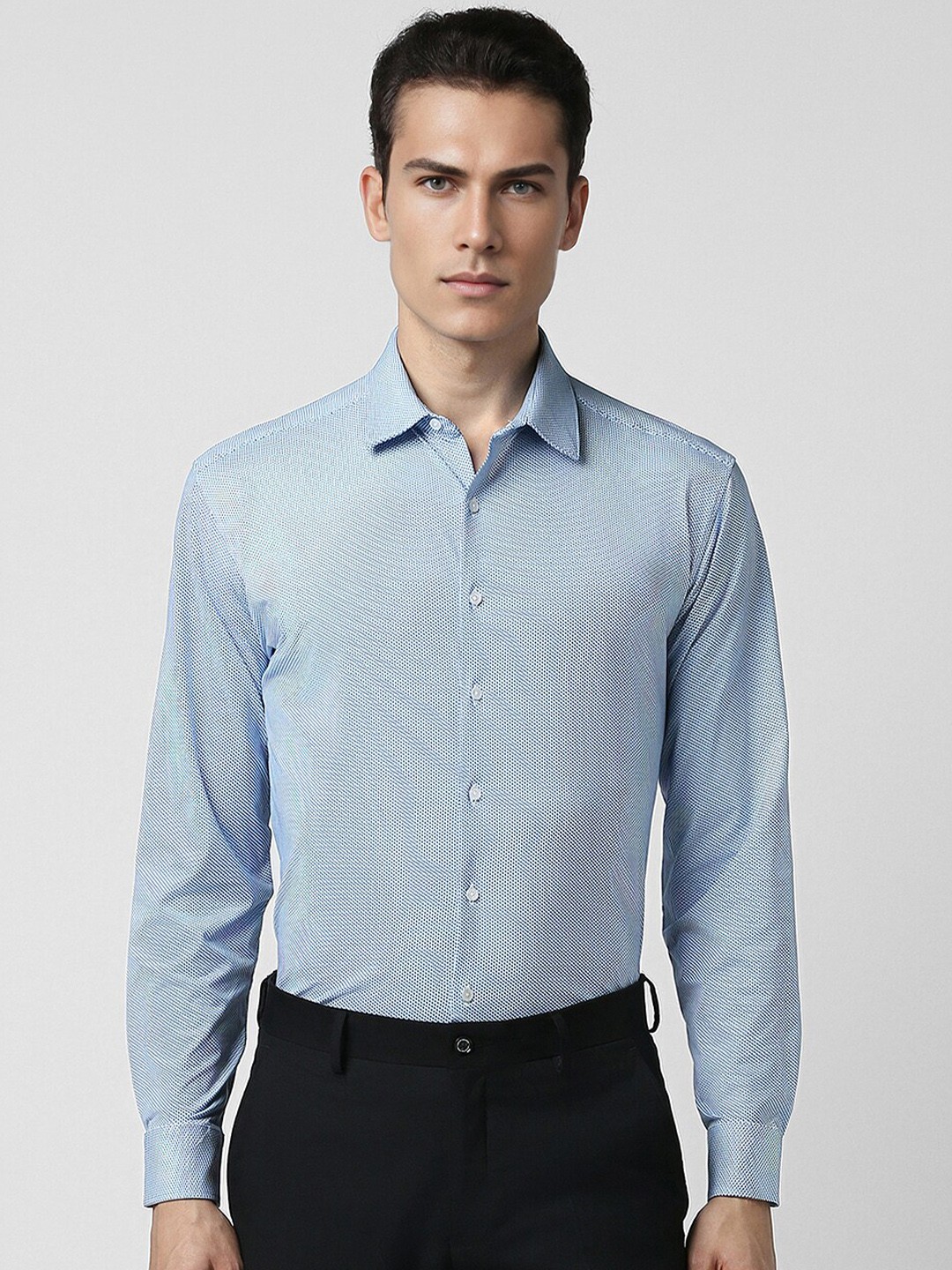 

Van Heusen Self Design Slim Fit Formal Shirt, Blue