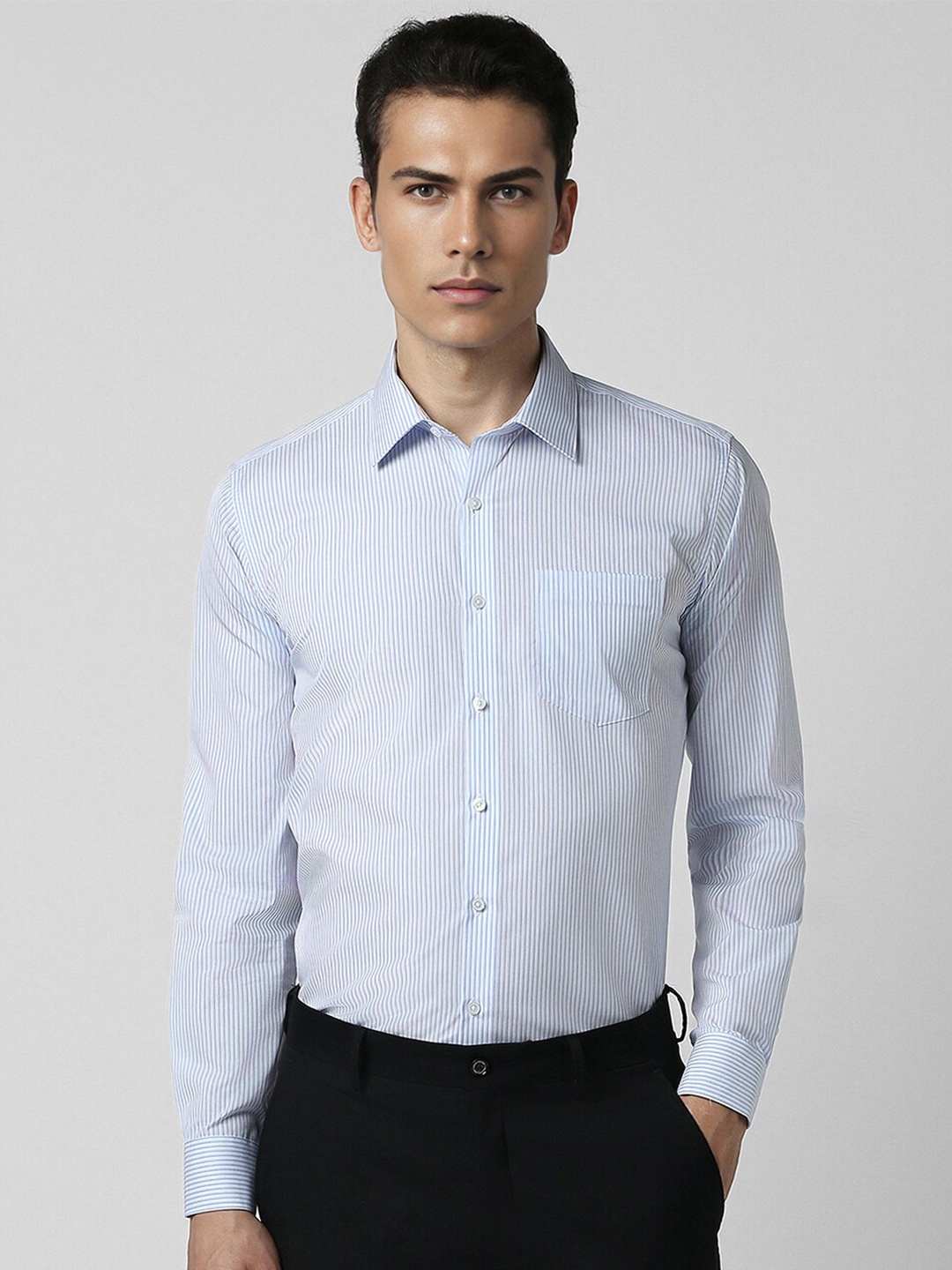 

Van Heusen Spread Collar Opaque Striped Formal Shirt, Blue