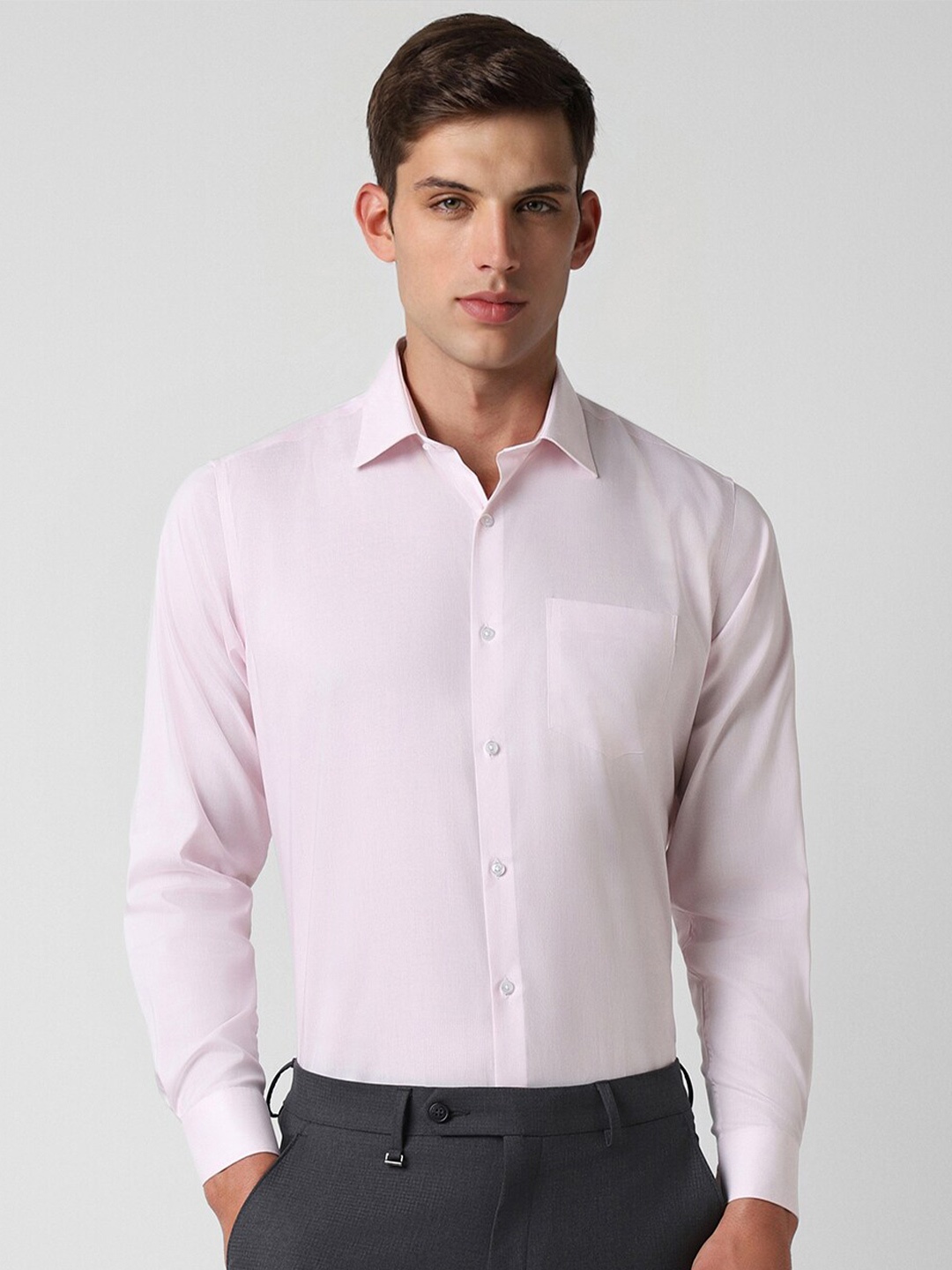 

Van Heusen Long Sleeves Slim Fit Opaque Cotton Formal Shirt, Pink