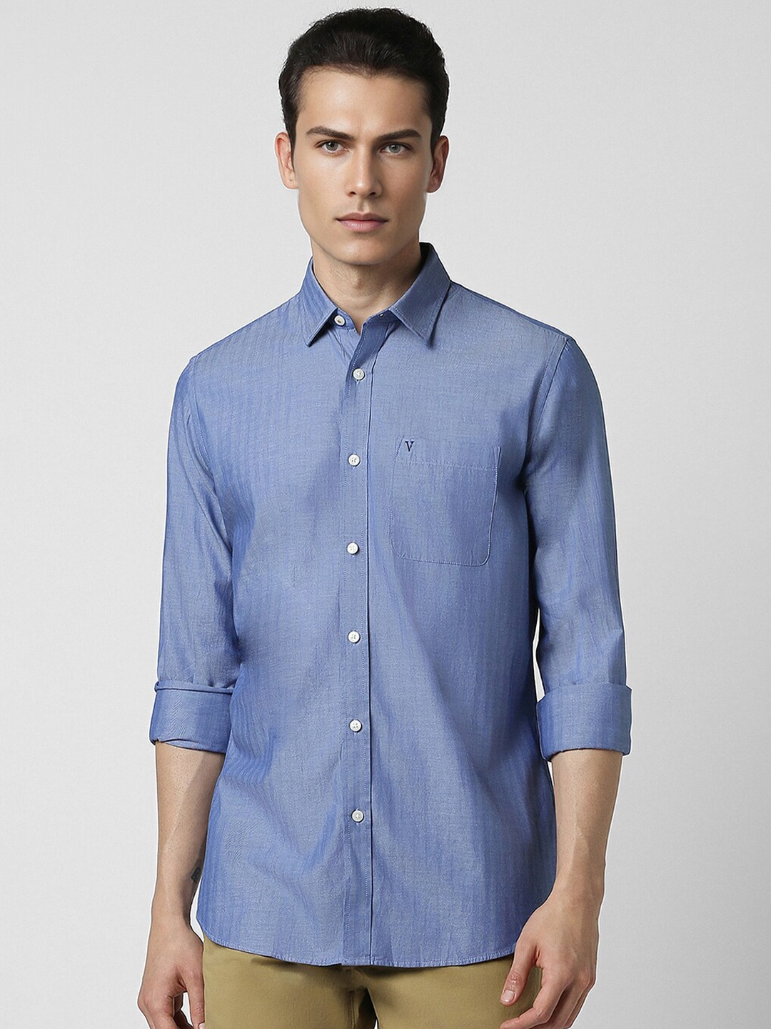 

Van Heusen Sport Spread Collar Long Sleeves Slim Fit Casual Shirt, Blue