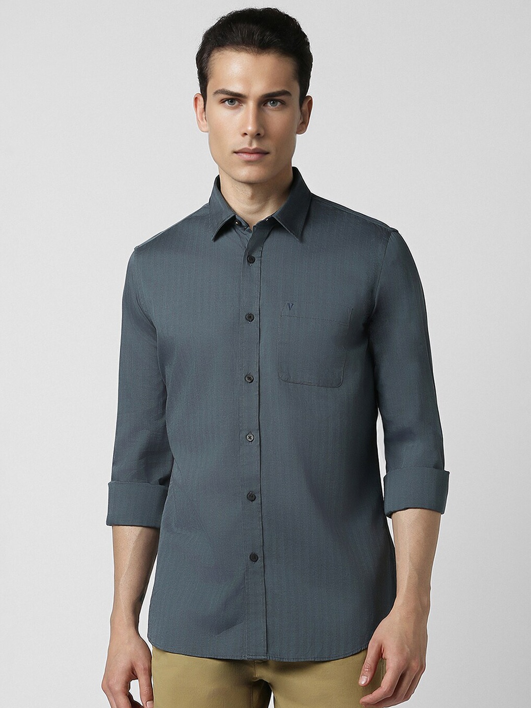 

Van Heusen Sport Striped Spread Collar Long Sleeves Slim Fit Casual Shirt, Grey