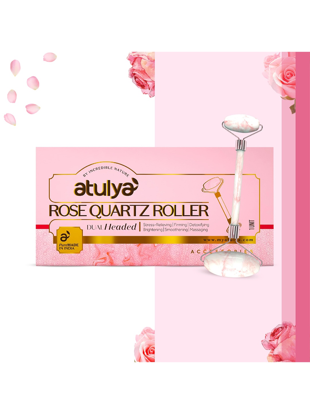 

Atulya Rose Quartz Roller For Blood Circulation - Pink