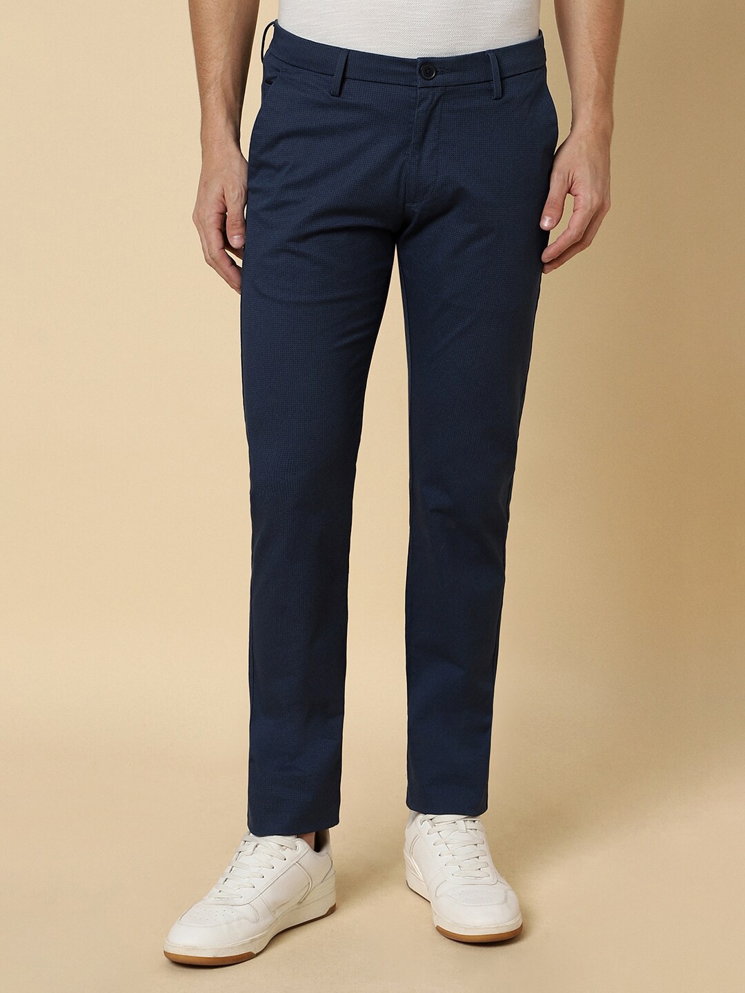 

Allen Solly Men Slim Fit Printed Trousers, Navy blue