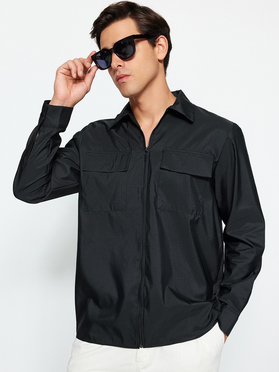 

Trendyol Opaque Flap Pocket Casual Shirt, Black