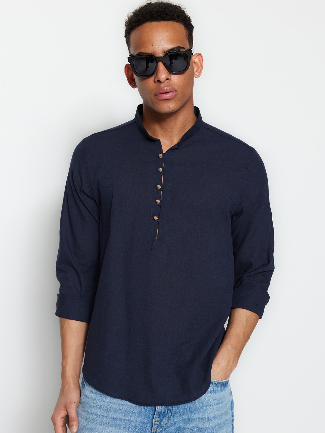 

Trendyol Opaque Cotton Casual Shirt, Navy blue