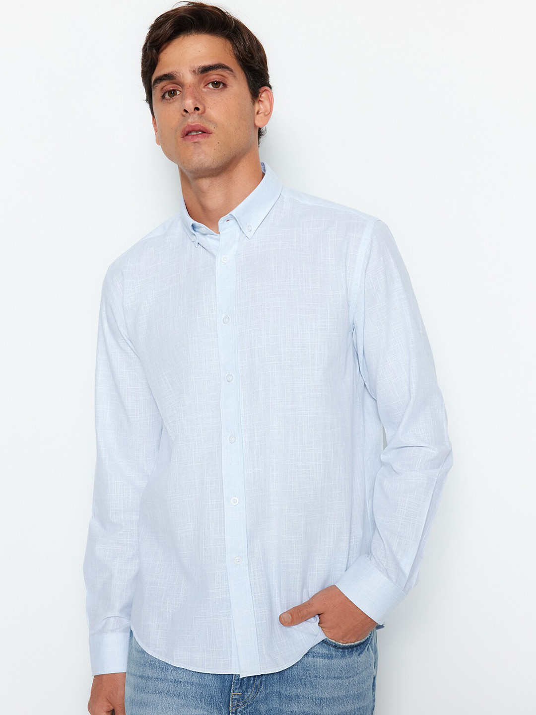 

Trendyol Opaque Cotton Casual Shirt, Blue