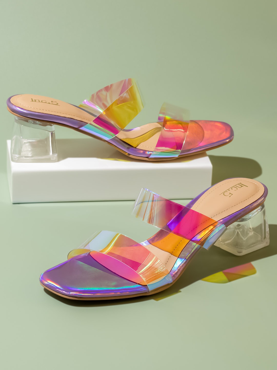 

Inc 5 Open Toe Block Heels, Purple