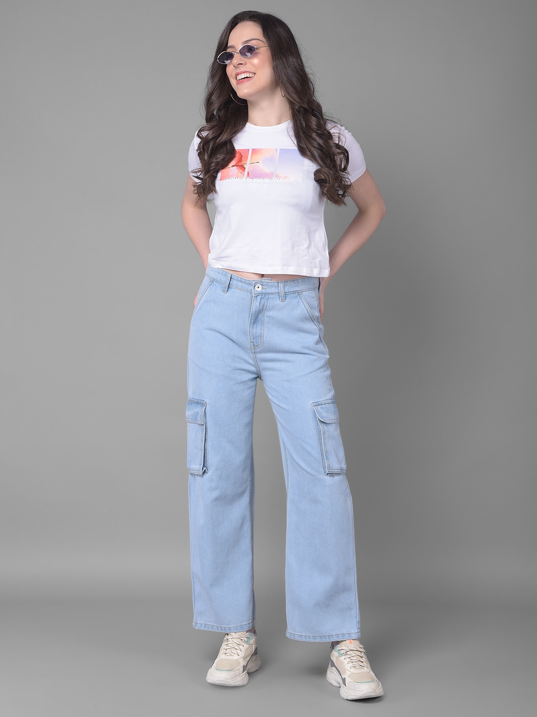 

Crimsoune Club Women Relaxed Fit Clean Look Cotton Jeans, Blue
