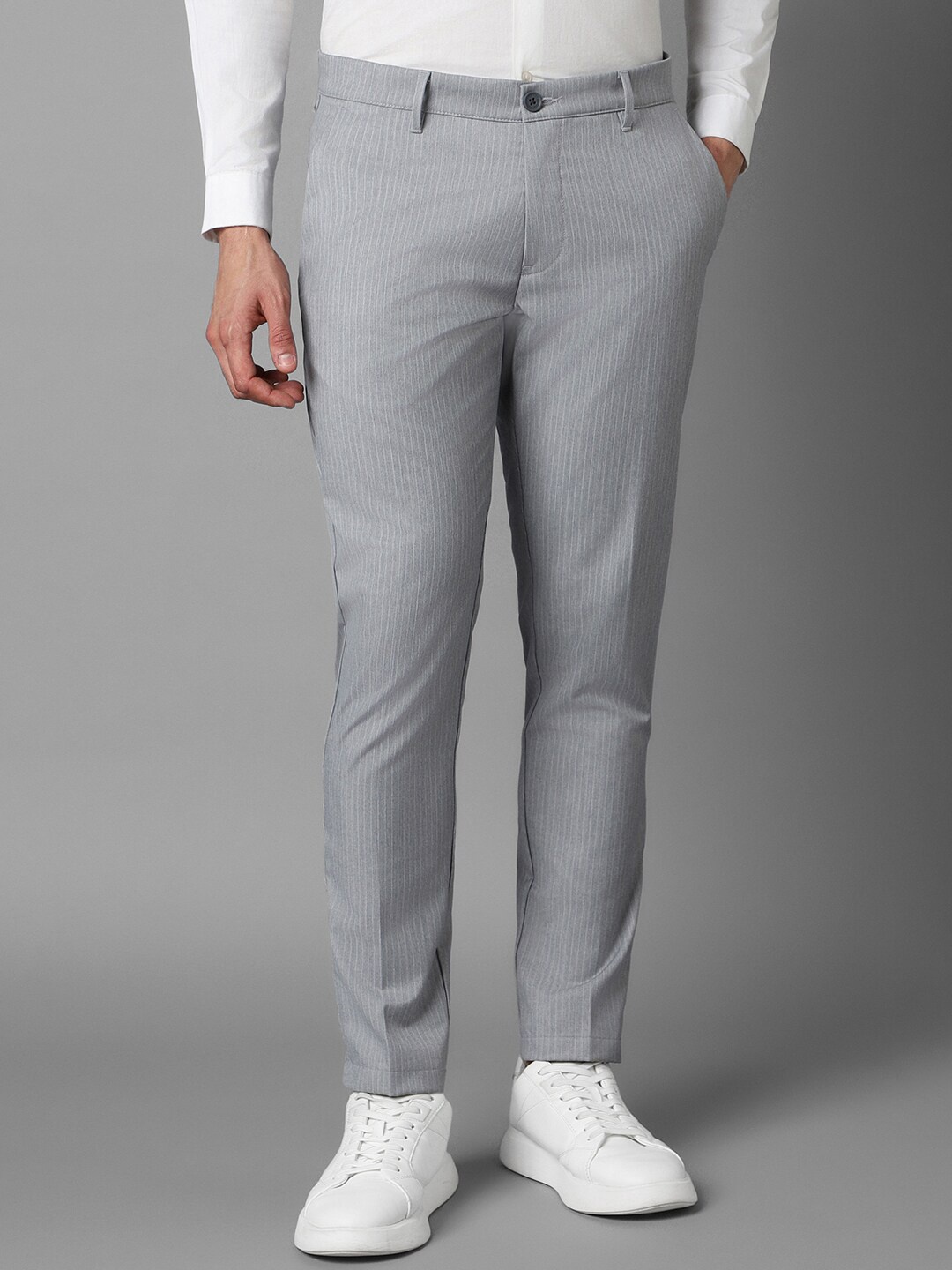 

Louis Philippe Sport Men Mid-Rise Textured Slim Fit Trousers, Grey