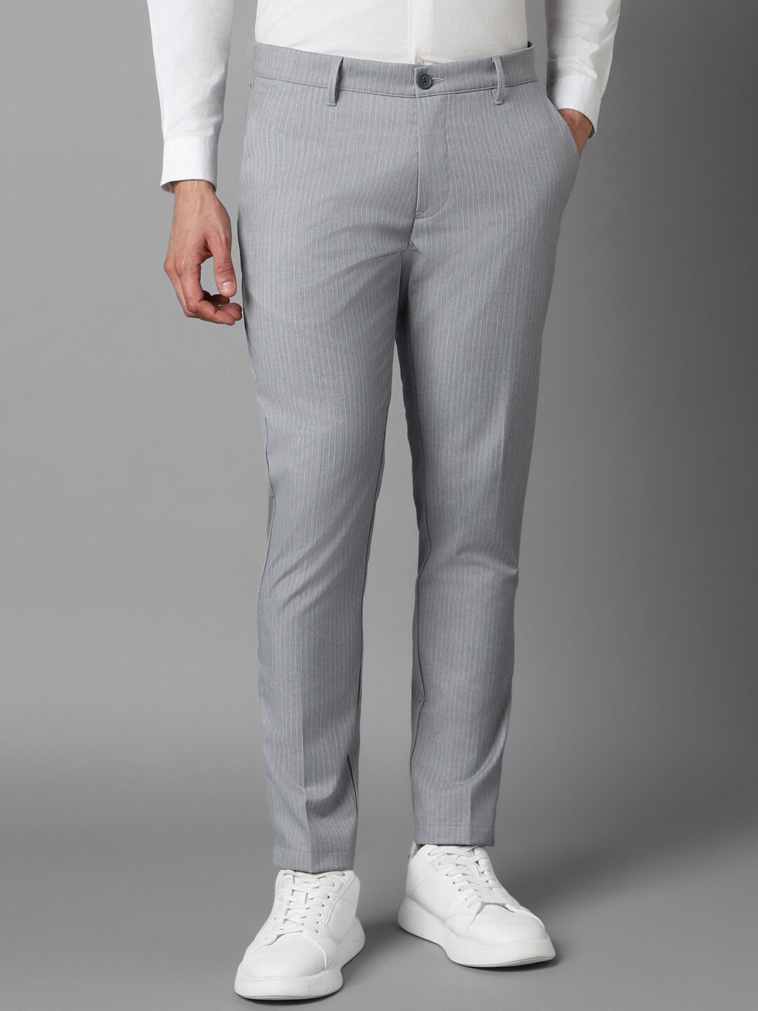 

Louis Philippe Sport Men Mid-Rise Textured Slim Fit Trousers, Grey