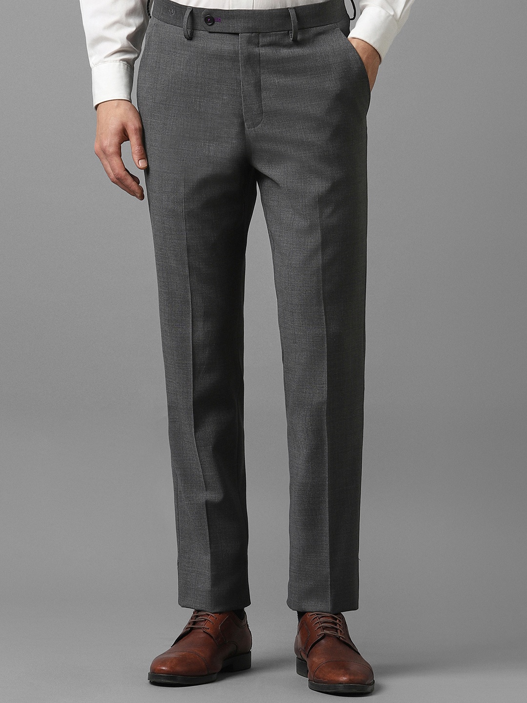 

Luxure by Louis Philippe Men Slim Fit Textured Self Design Formal Trousers, Grey