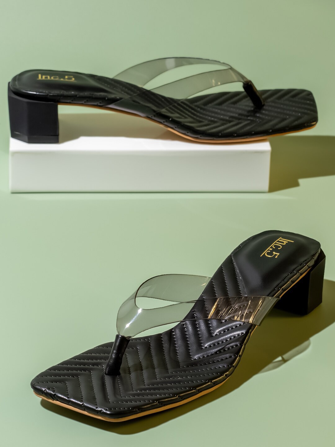 

Inc 5 Open Toe Block Heels, Black